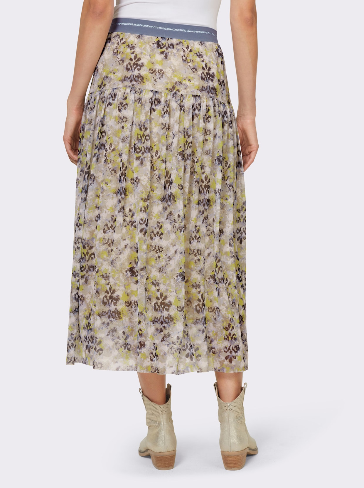 heine Rok met print - beige/duivenblauw bedrukt