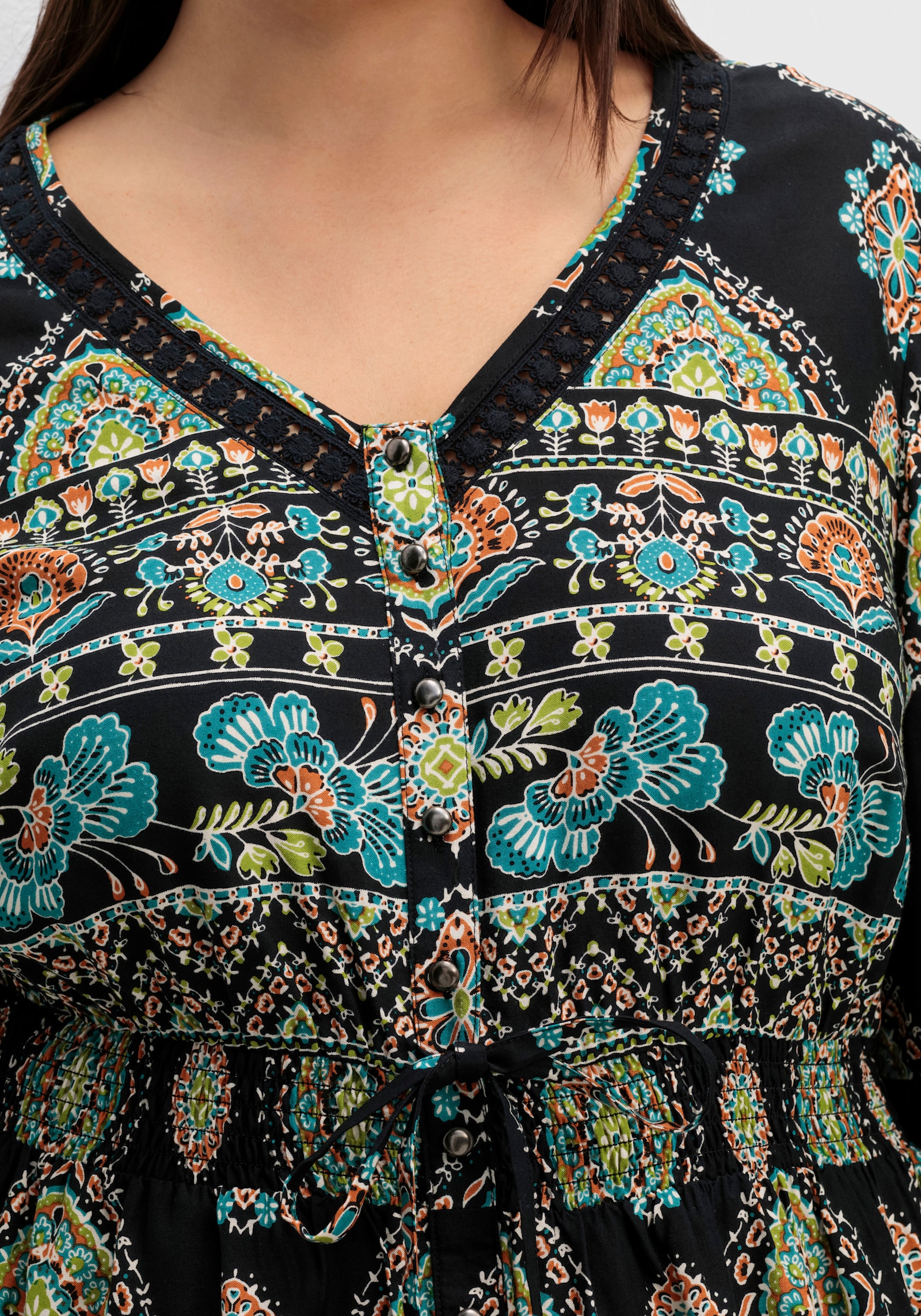 sheego by Joe Browns Maxikleid im Boho-Stil - schwarz-gemustert