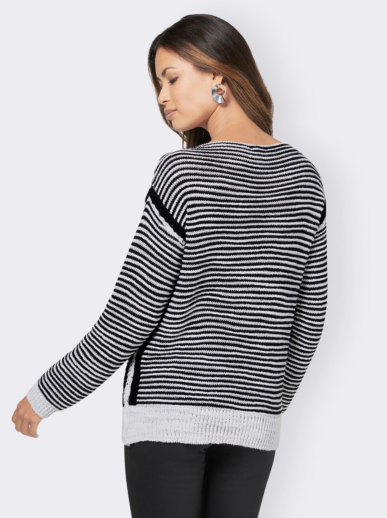 Langarm-Pullover - schwarz-weiß