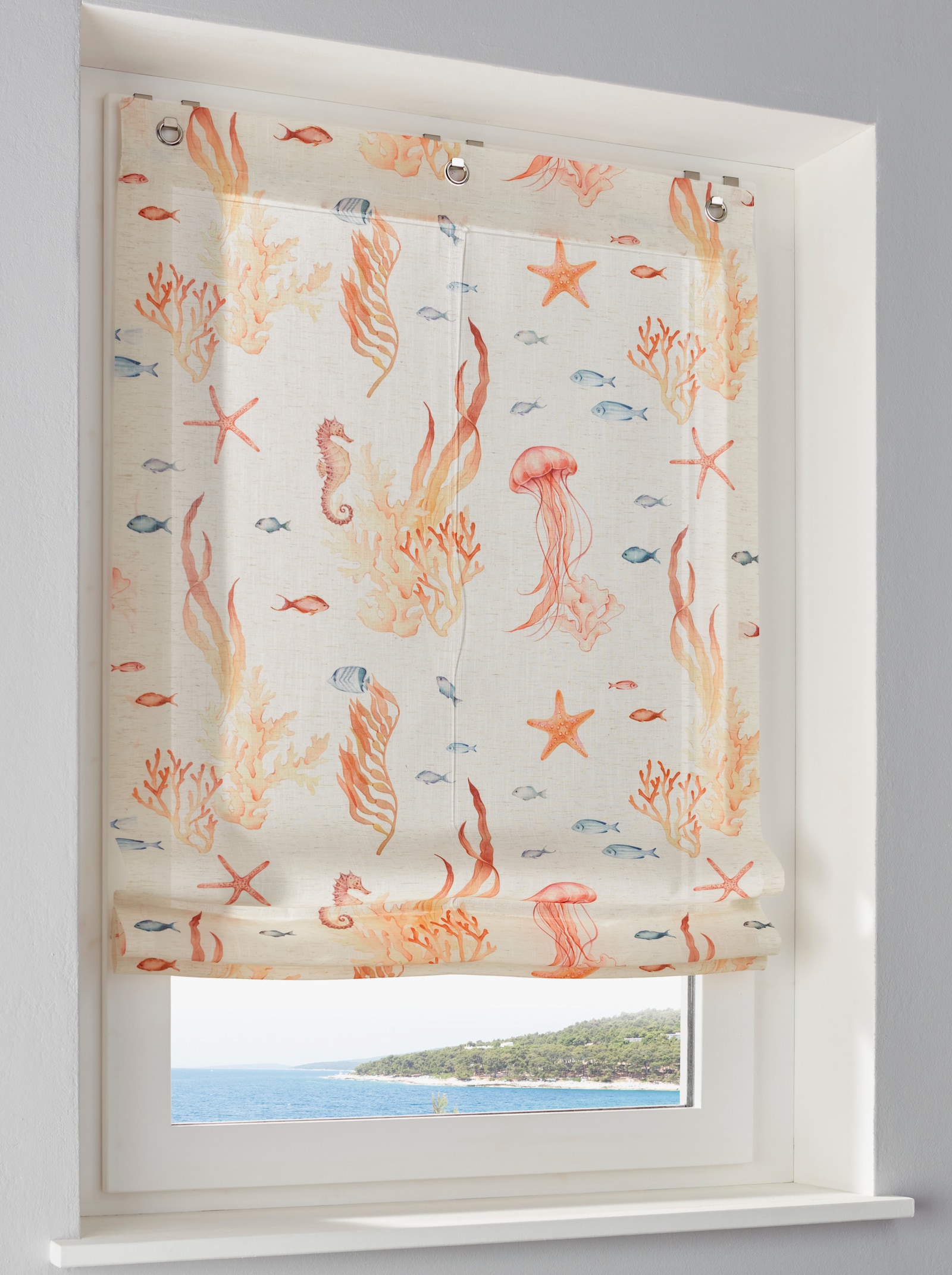 heine home Raffrollo - offwhite-bunt