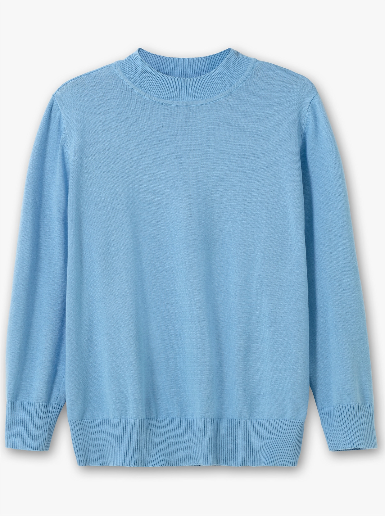 Strickpullover mit geripptem Stehkragen - himmelblau