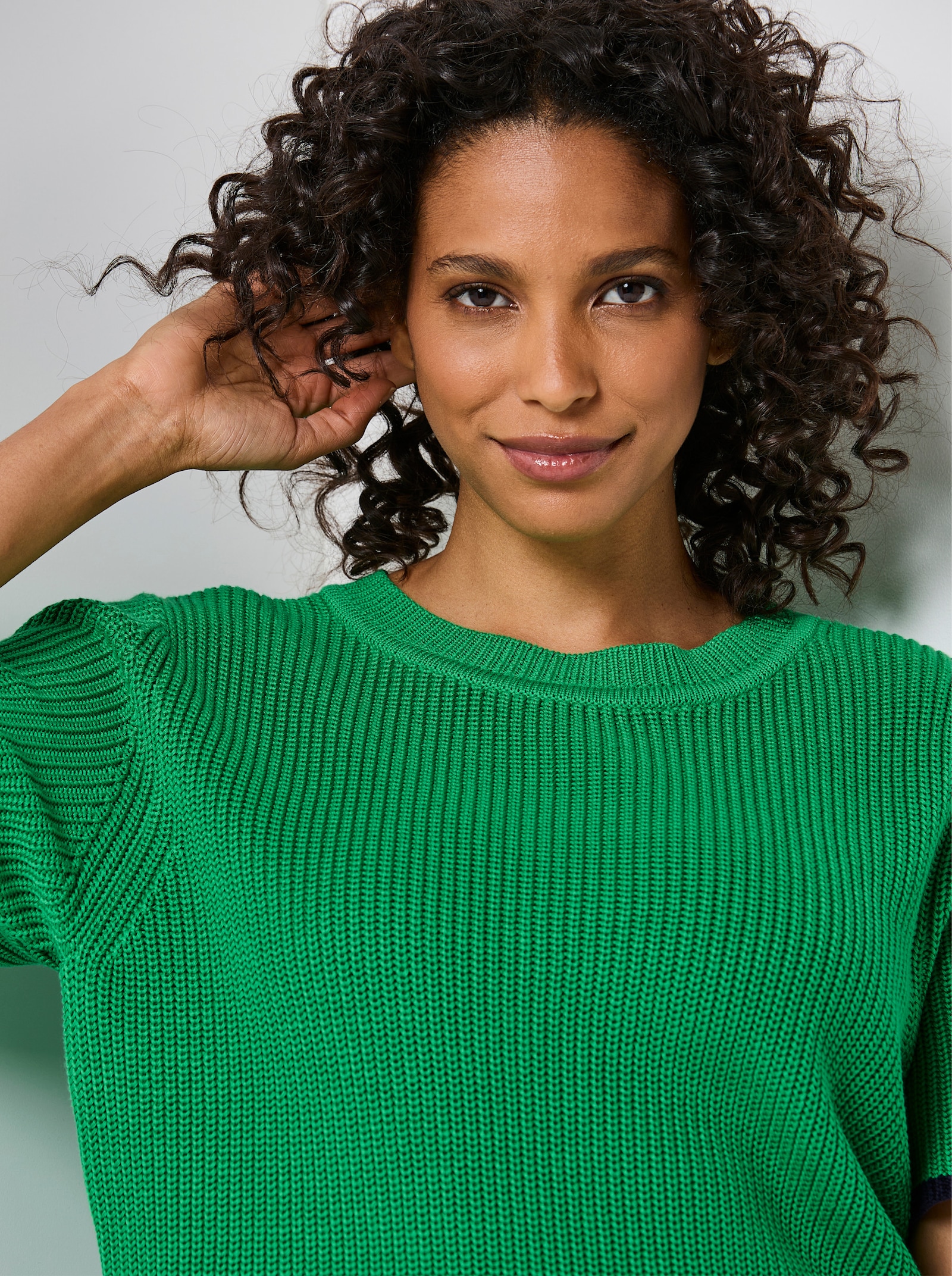 CREATION L PREMIUM Kurzarmpullover - grasgrün