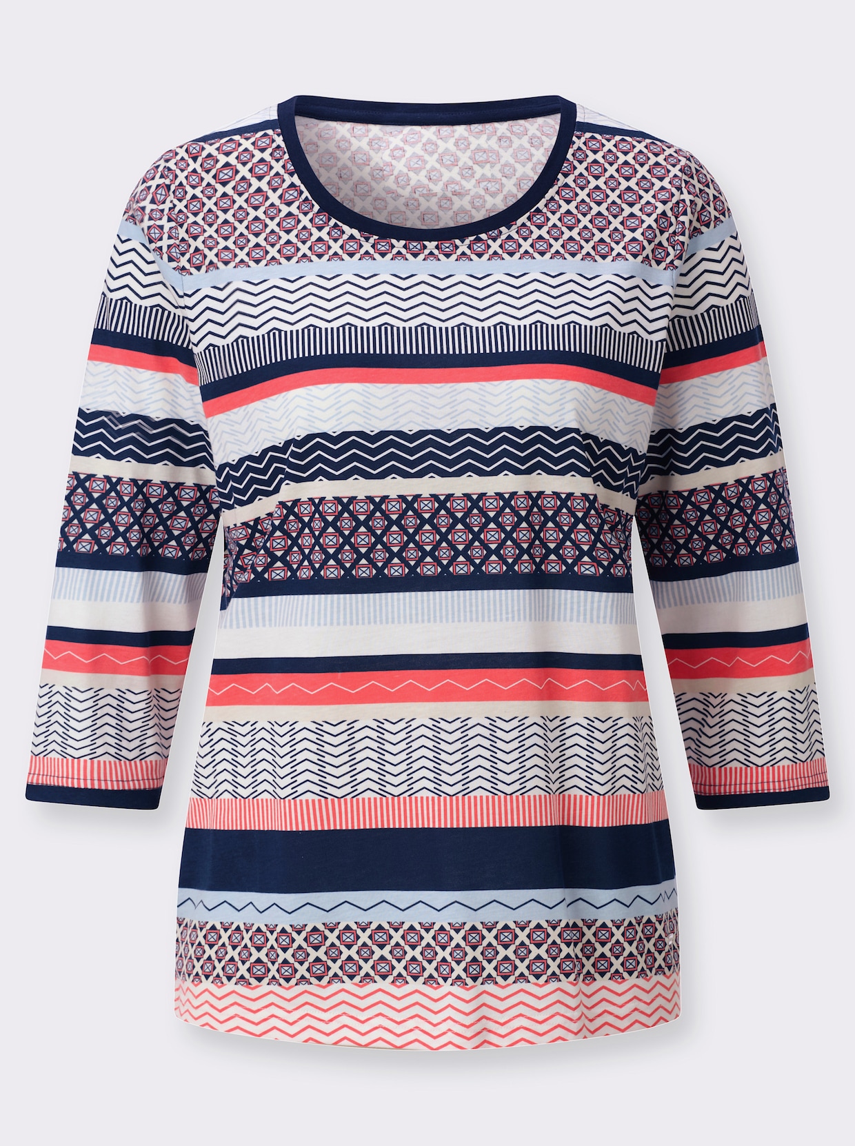 Print-Shirt - marine-grapefruit-bedruckt
