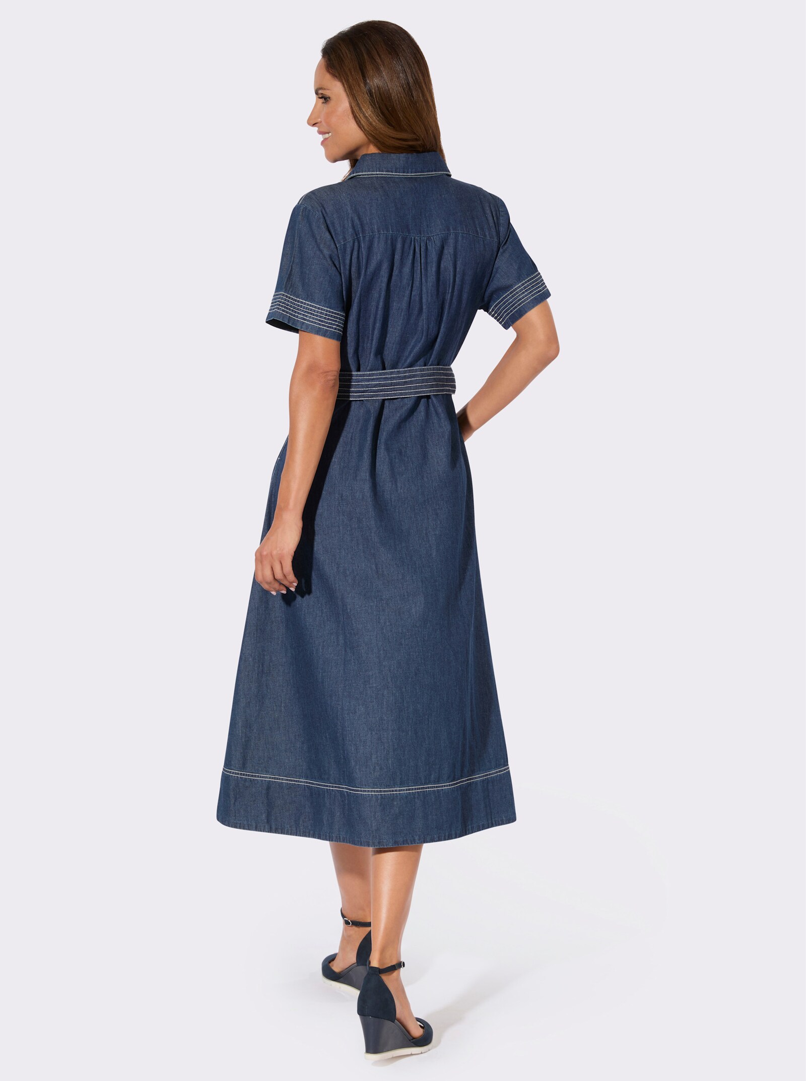 Jeanskleid mit Nahttaschen - blue-stone-washed