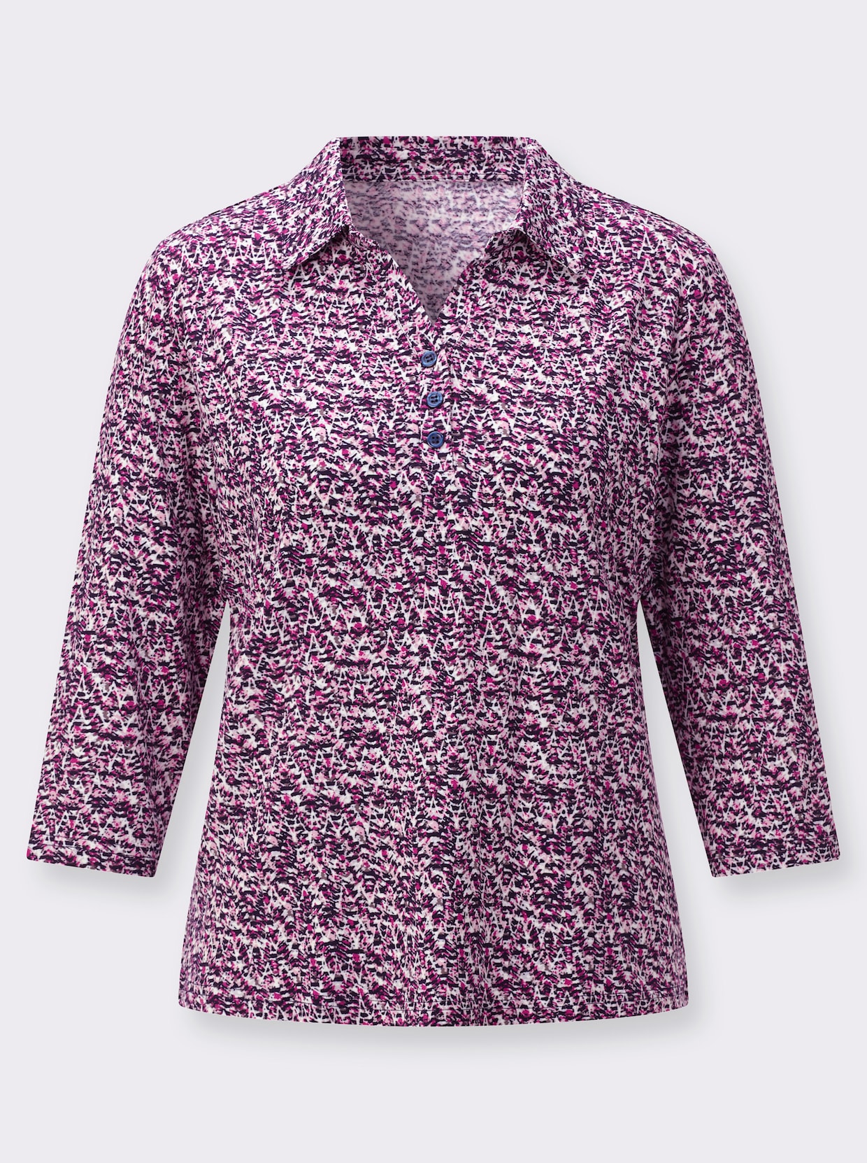 Poloshirt - marine-magenta-bedruckt
