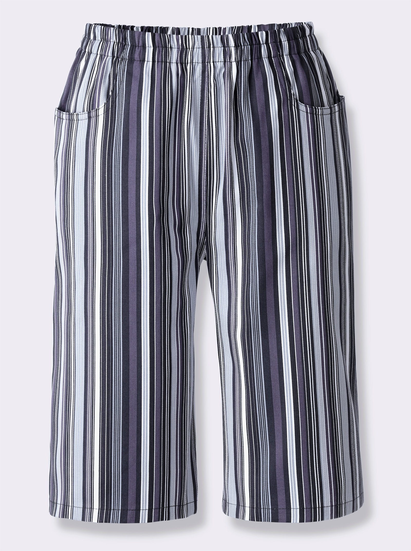 Bermudas mit Rundum-Dehnbund - schwarz-gestreift