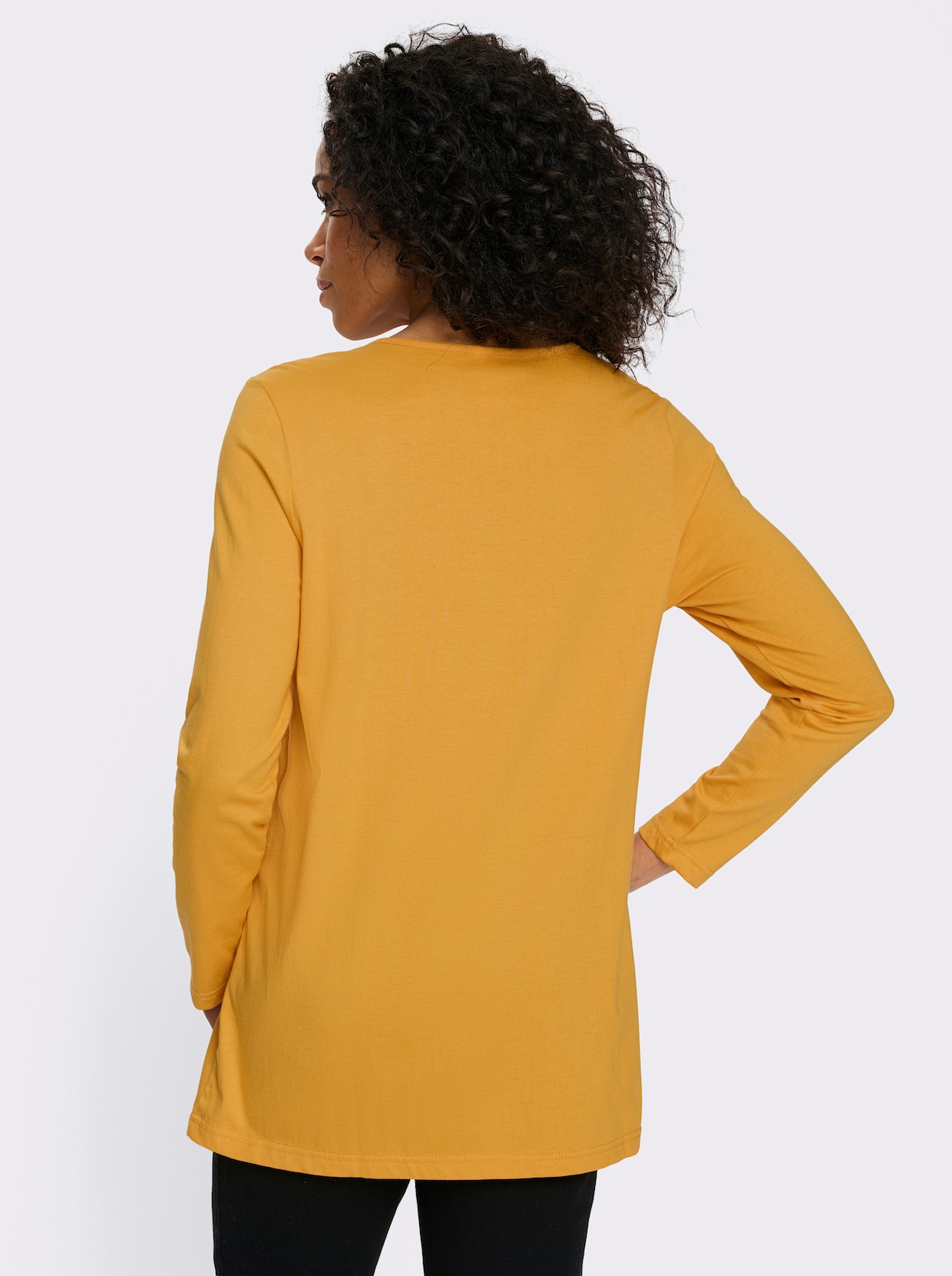 Lang shirt met sierknopen - oker