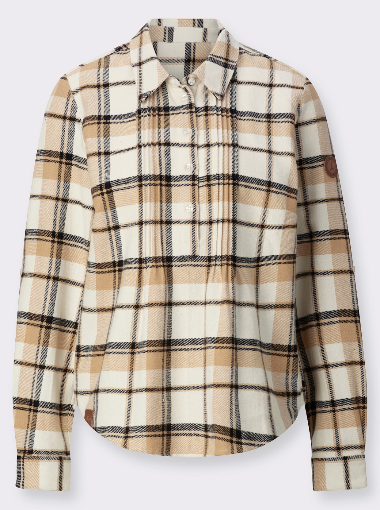 Flanellen blouse - camel/champagne geruit