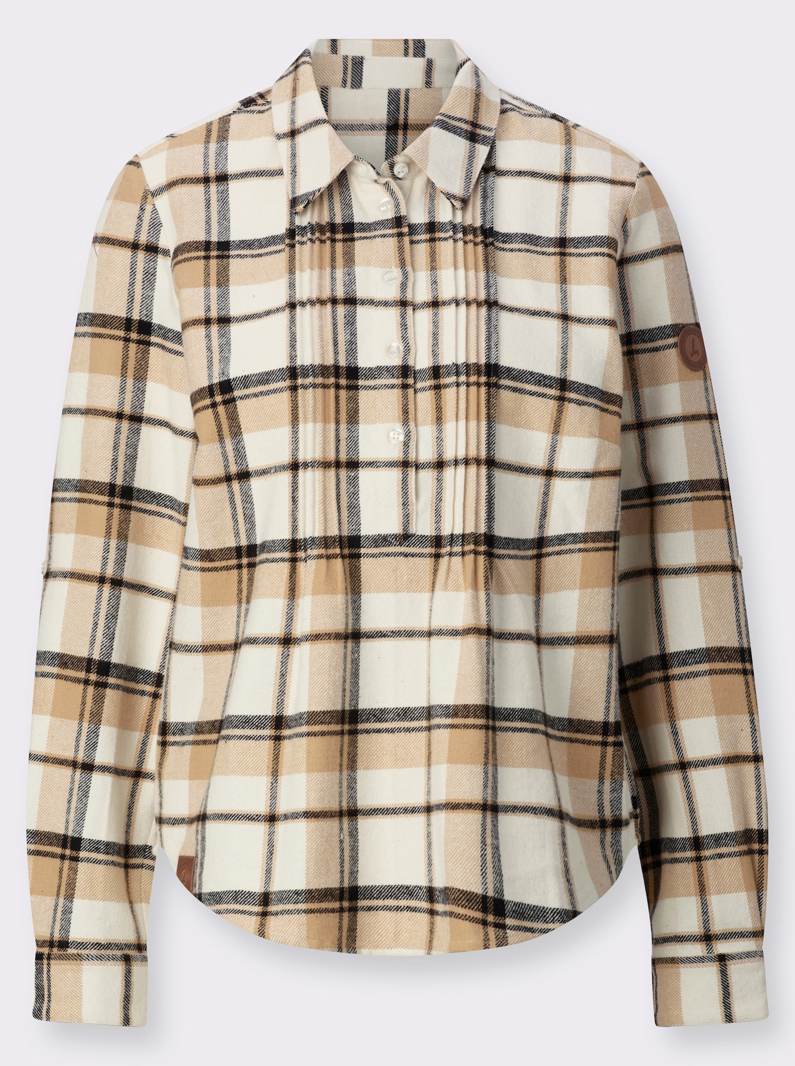 Flanellen blouse met ruitpatroon - camel/champagne geruit