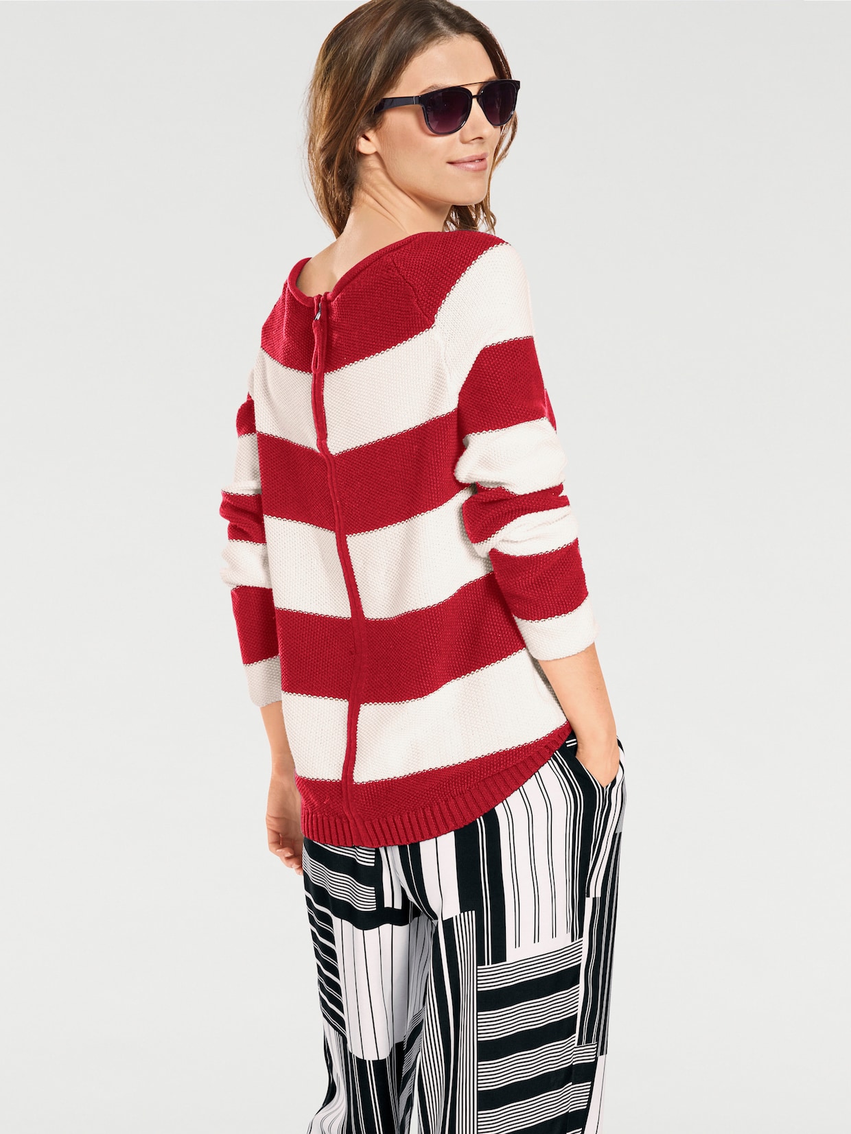 heine Pullover met ronde hals - rood/wit