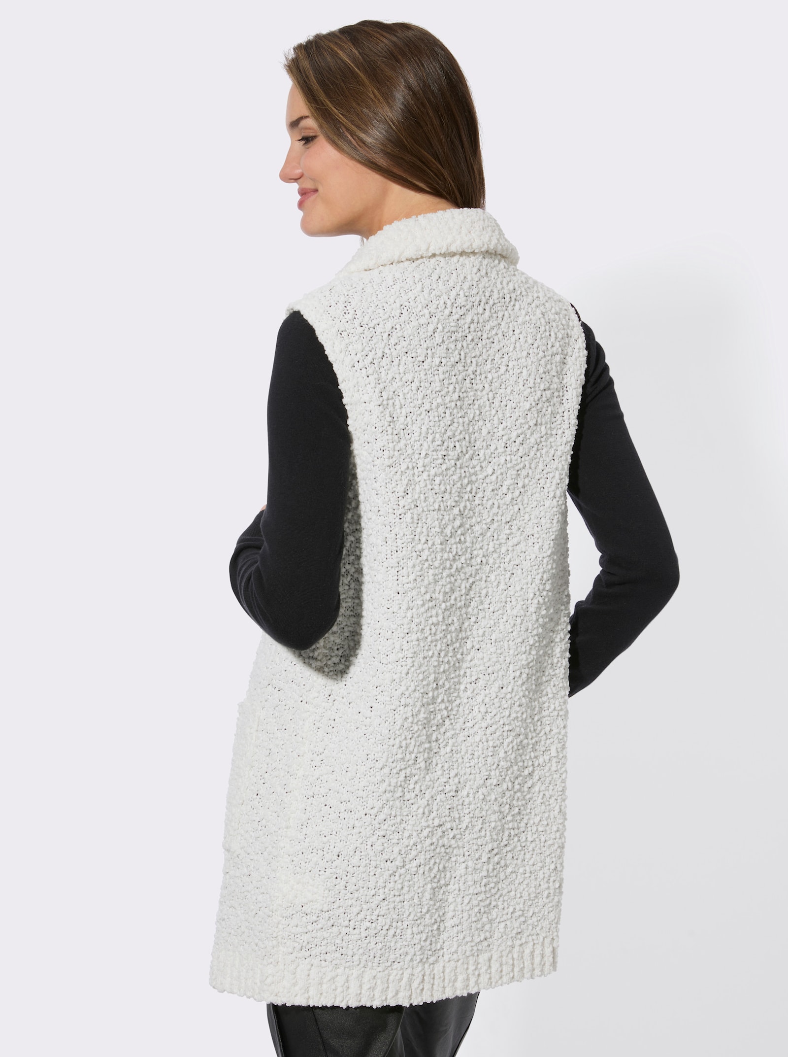 Longweste in Bouclé-Qualität - ecru