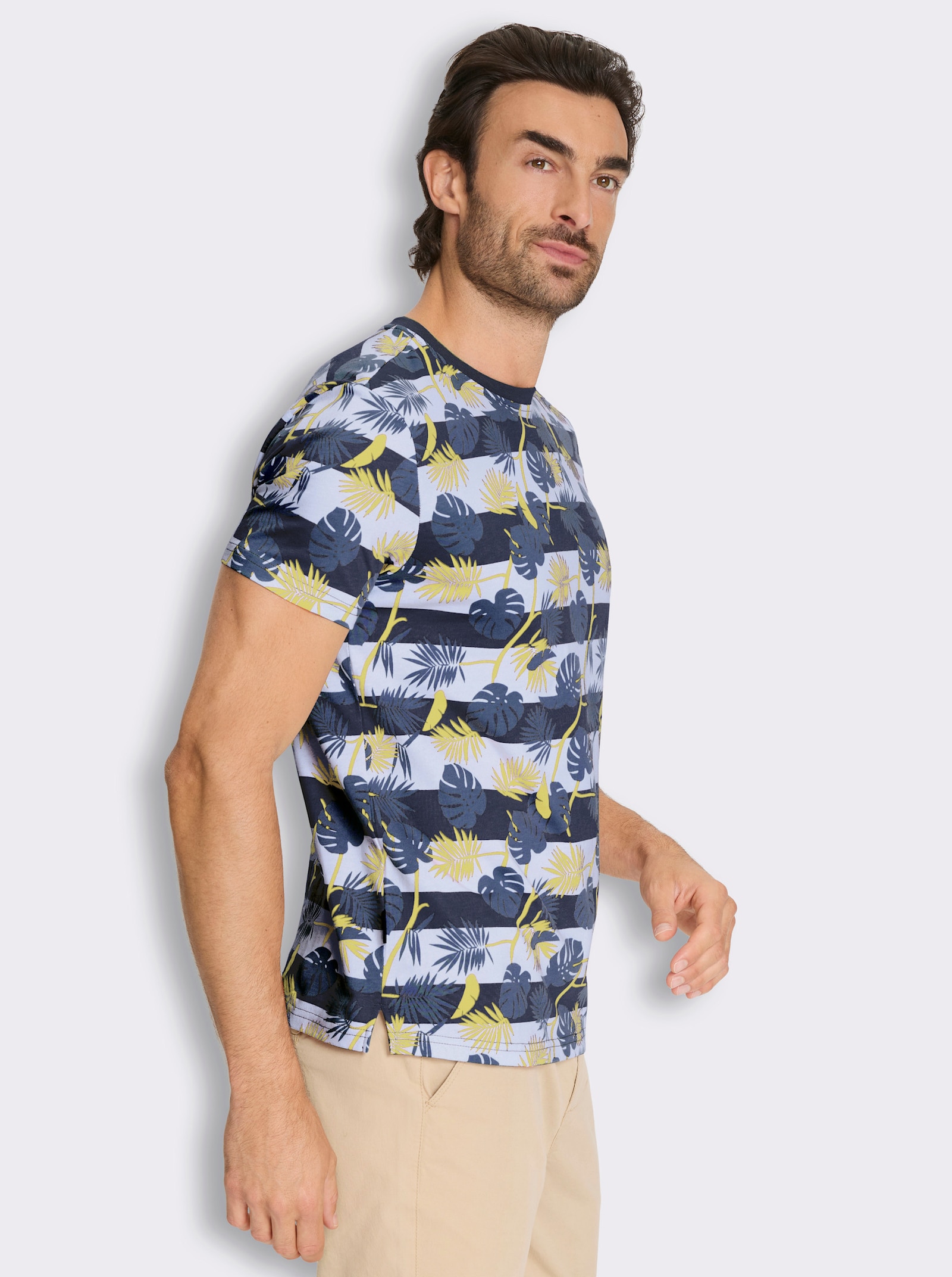 Marco Donati Kurzarmshirt mit Mustermix allover - marine-bedruckt