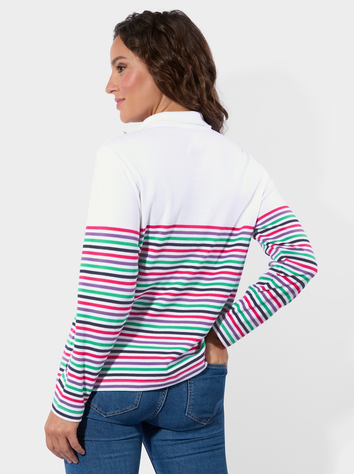 Sweatshirt - ecru-pink-bedruckt