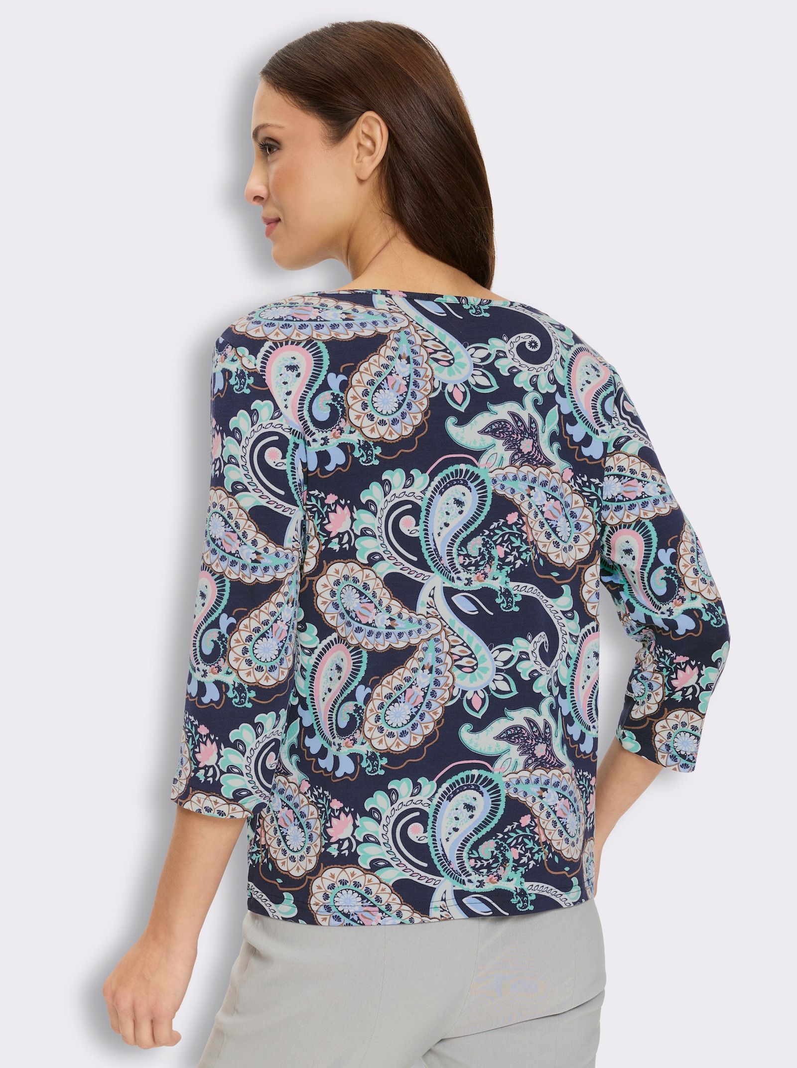 3/4-Arm-Shirt im Paisley-Dessin - marine-bedruckt