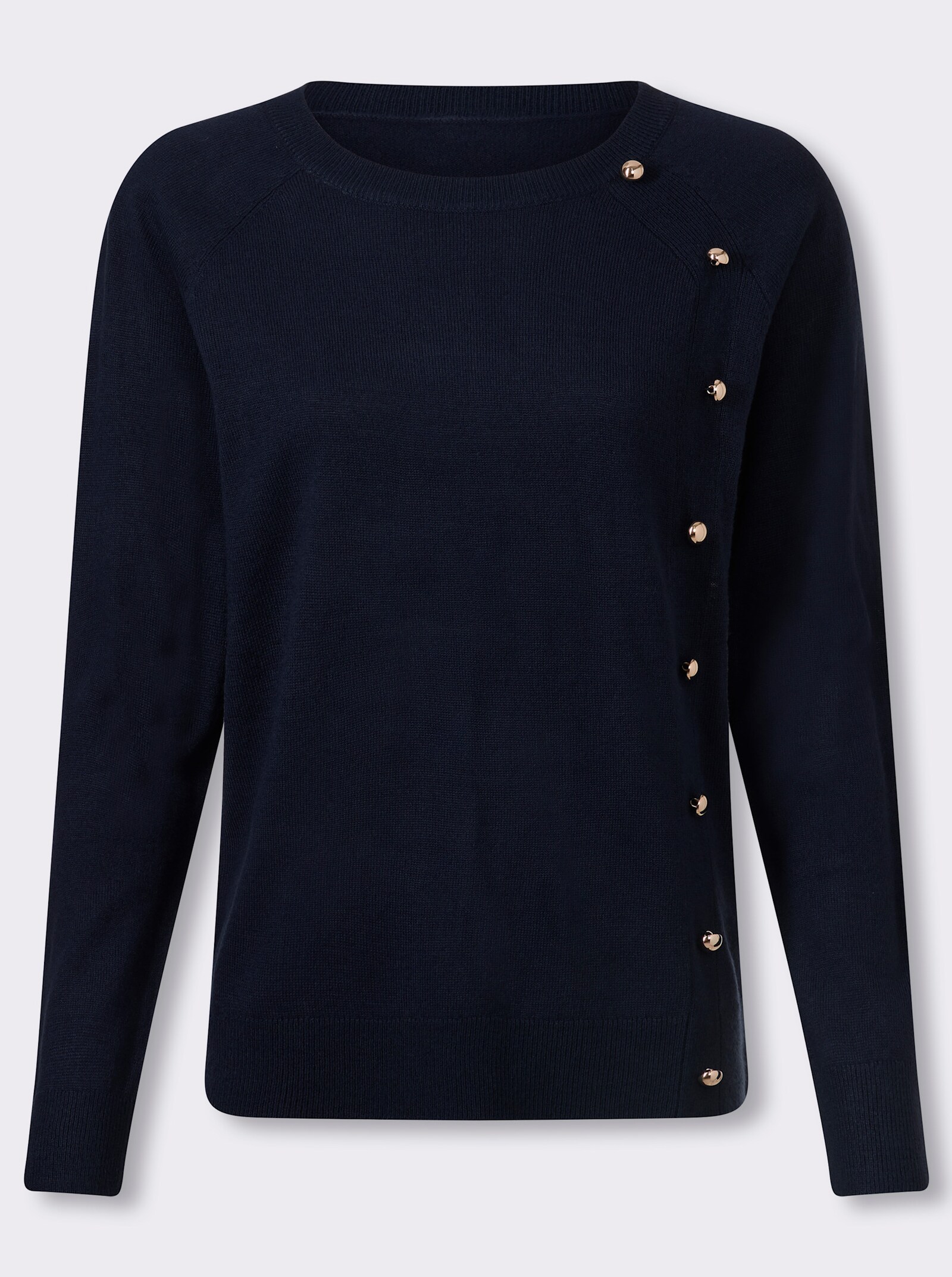 Langarm-Pullover mit Zierknöpfen - marine