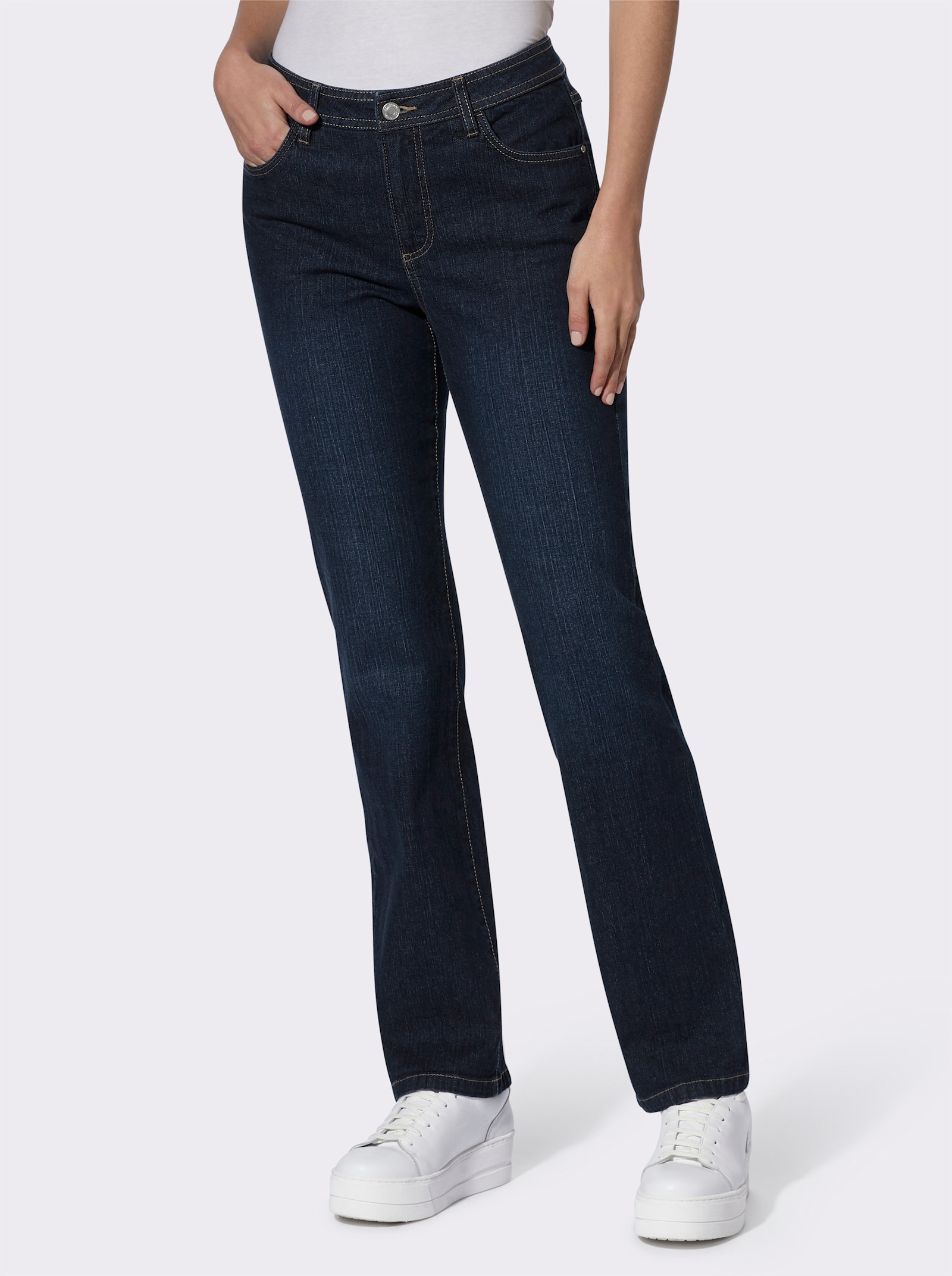 5-pocketjeans met casual wijde pijpen - dark-blue