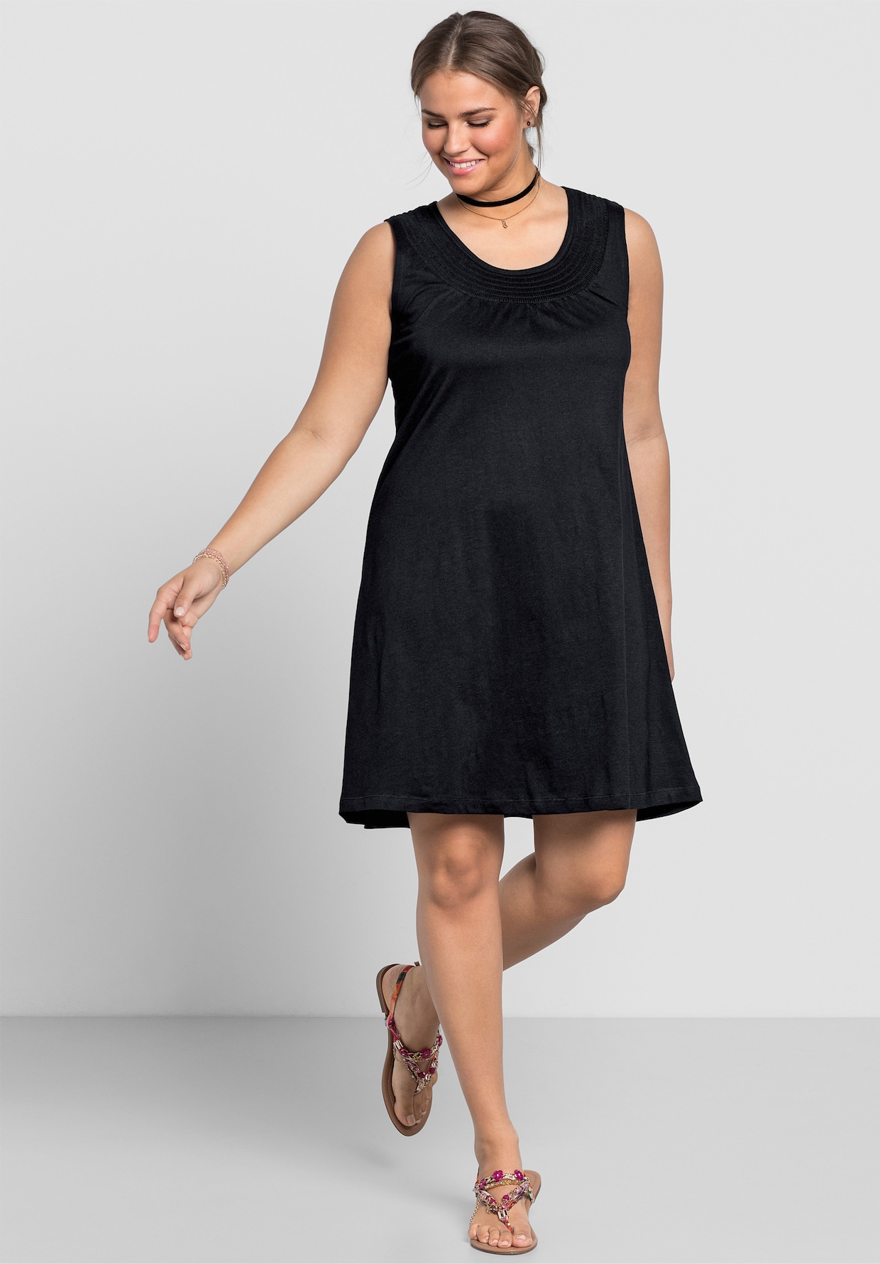 sheego Jersey jurk - zwart