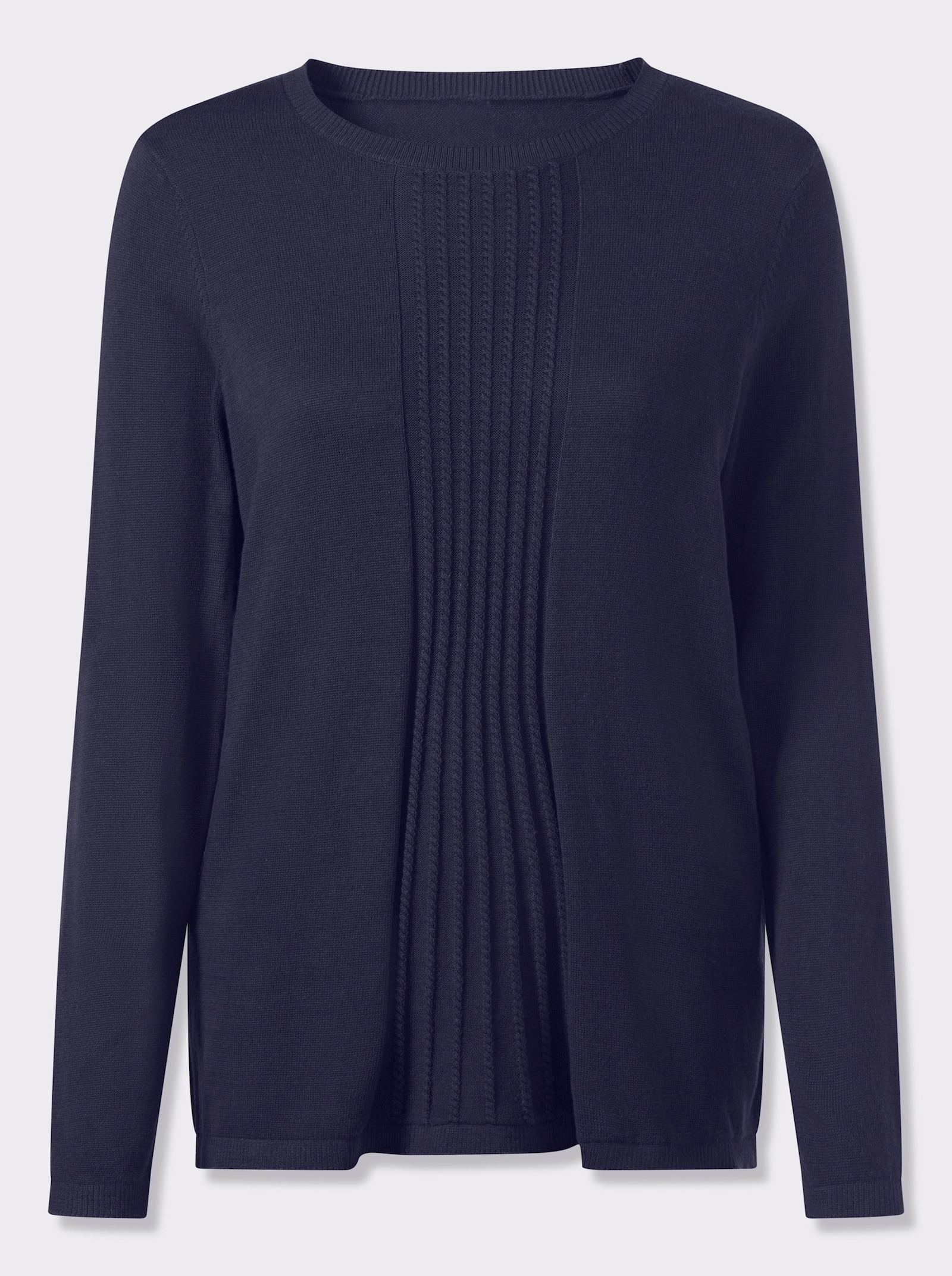 Bavlněný svetr s copánkovým vzorem na předním dílu - námořnická modrá