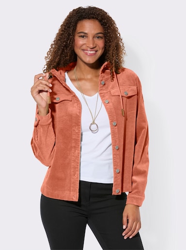 Cordjacke mit Kapuze - papaya