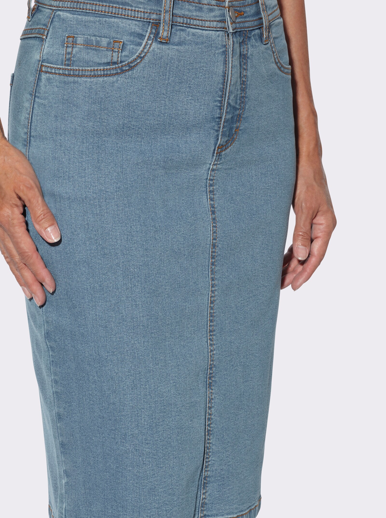 Jeansrock in 5-Pocket-Form - blue-bleached
