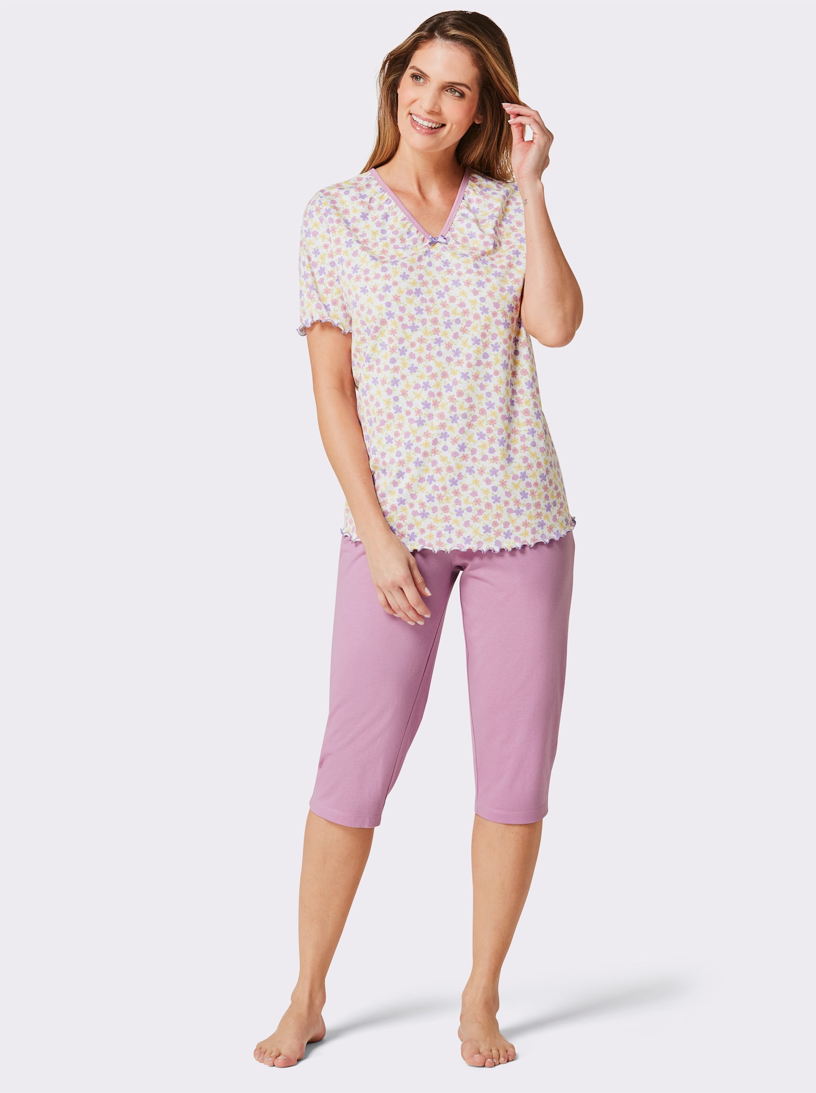 wäschepur Capri-Anzüge - weiss-orchidee-bedruckt + orchidee