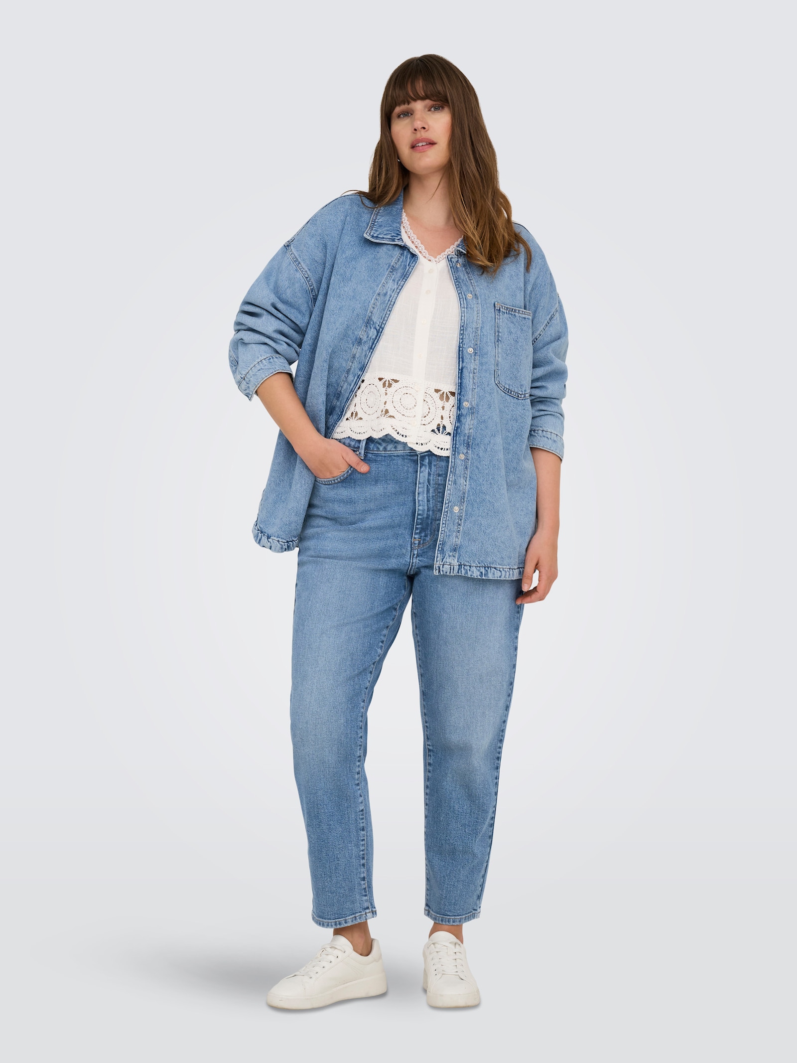 ONLY CARMAKOMA High-waist-Jeans - medium blue denim