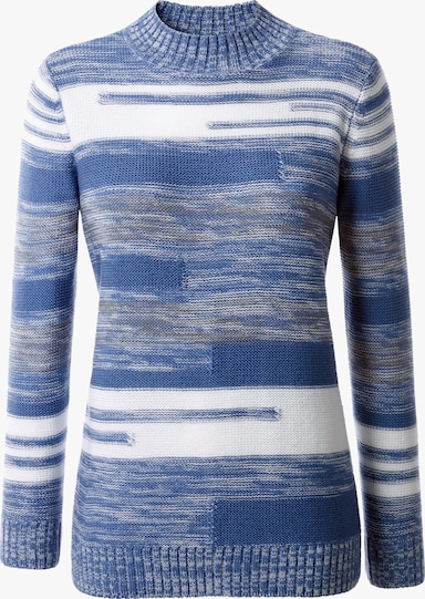 Stehkragenpullover - blau-meliert