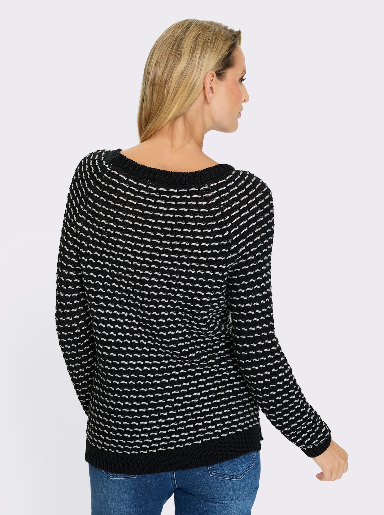 heine Strickpullover - schwarz-ecru-gemustert