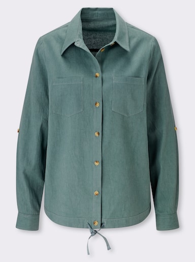 Hemdbluse in Cord-Qualität - jade