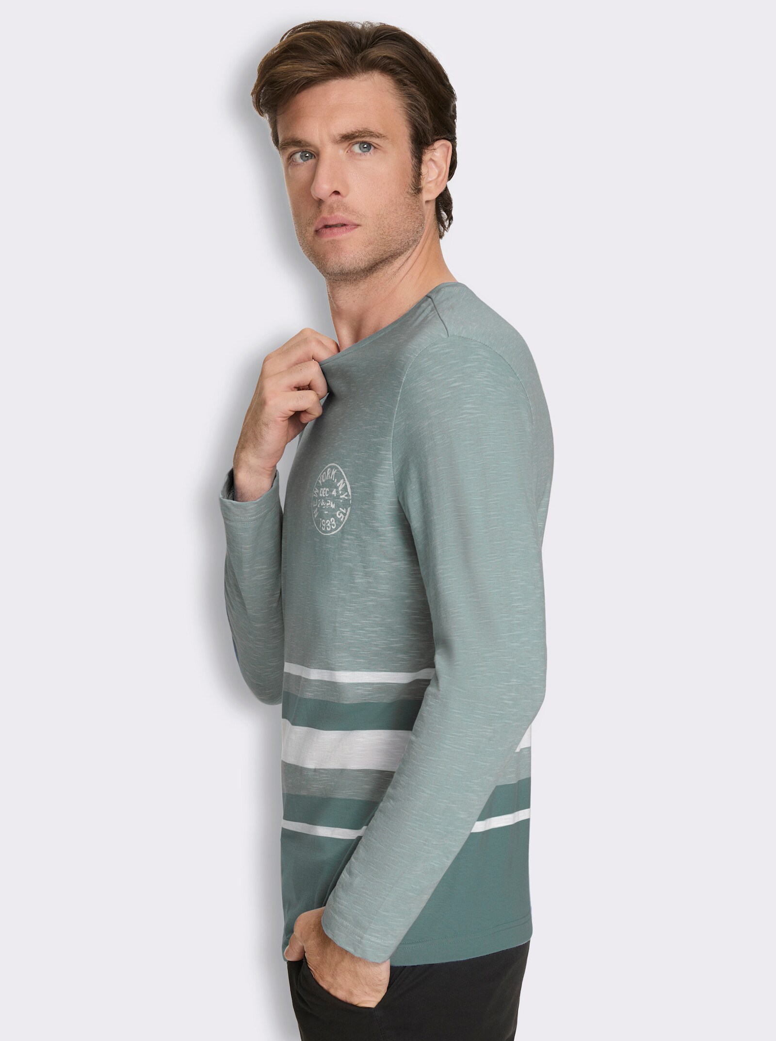 Langarmshirt in leicht strukturierter Jersey-Qualität - jade