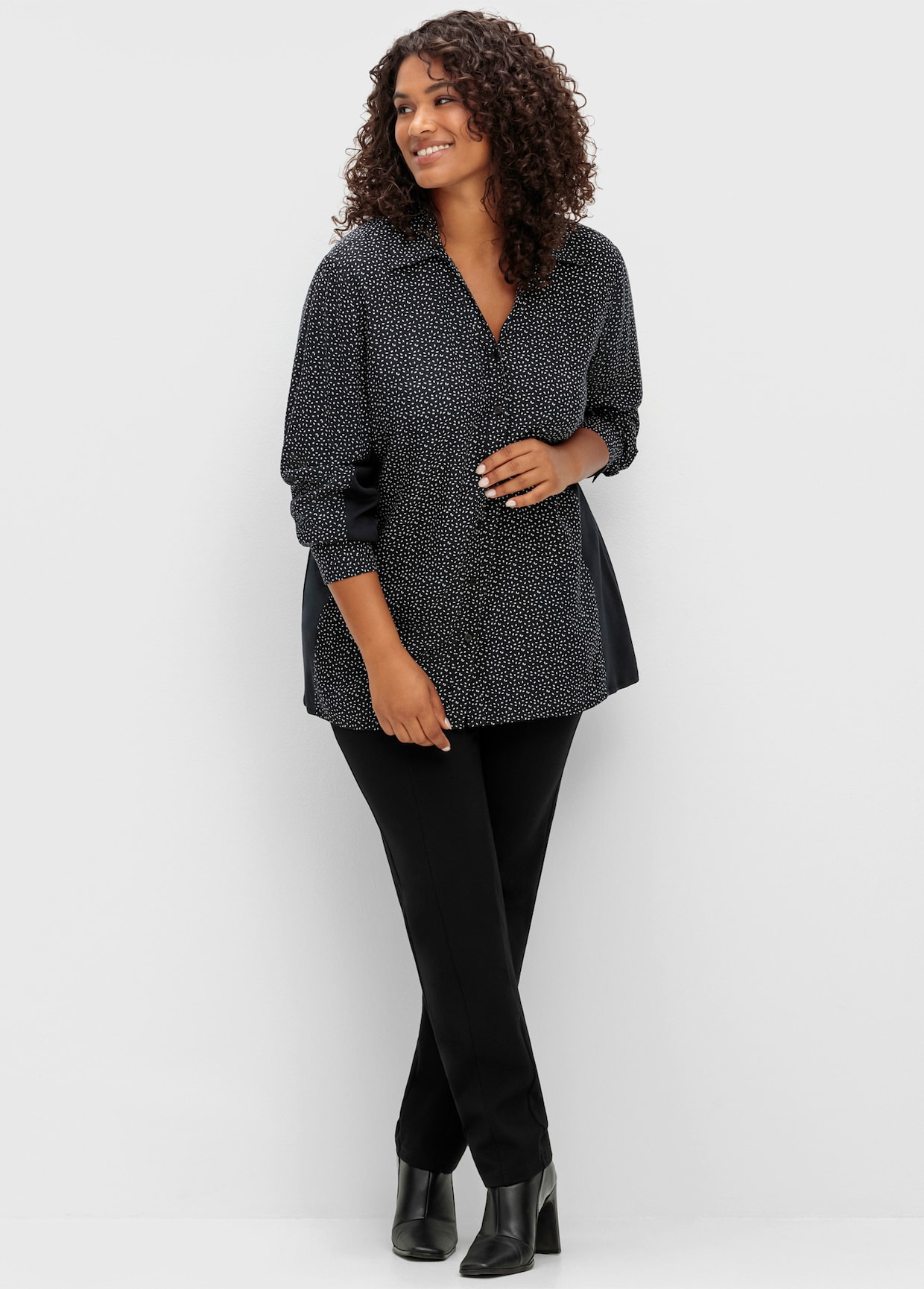 sheego Katoenen blouse - zwart gedessineerd