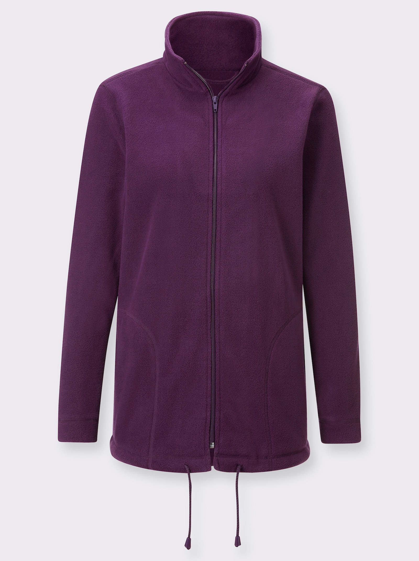 Fleecejacka med dragsko i fållen - plommon