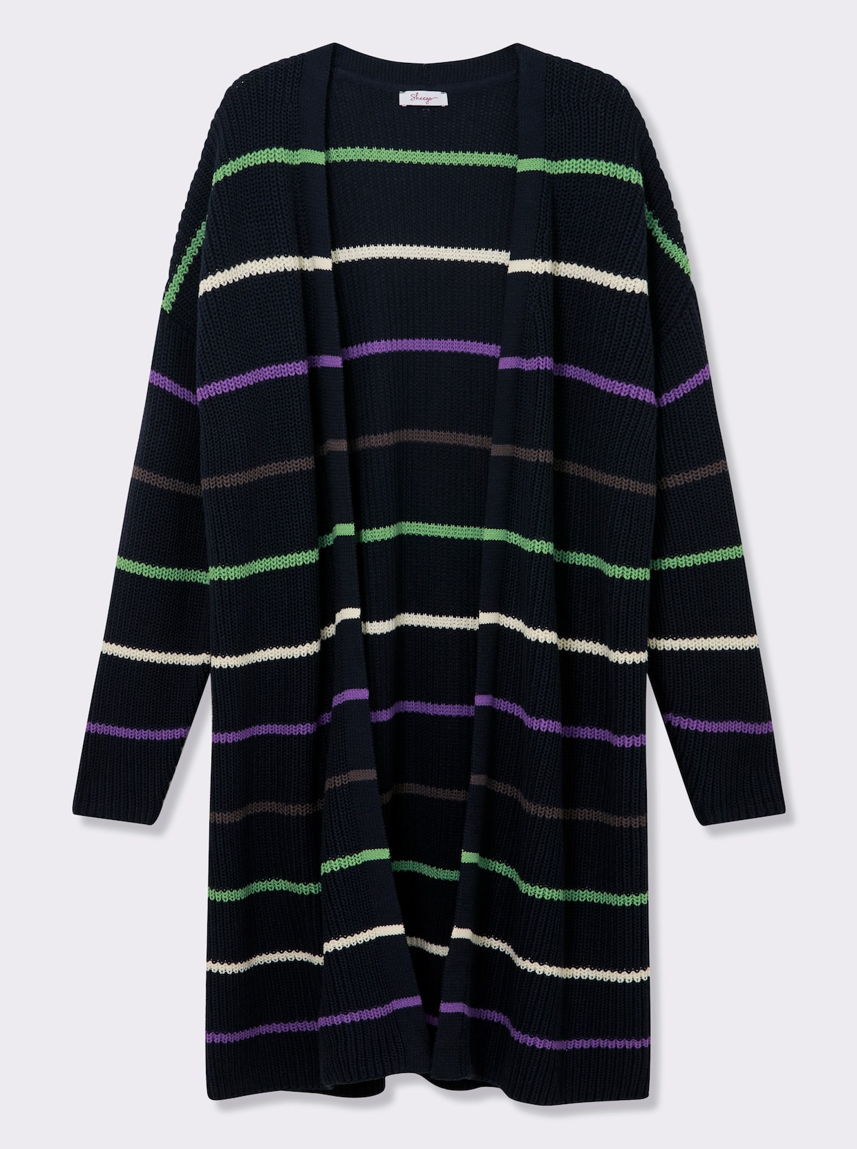 sheego Longstrickjacke - tiefblau-geringelt