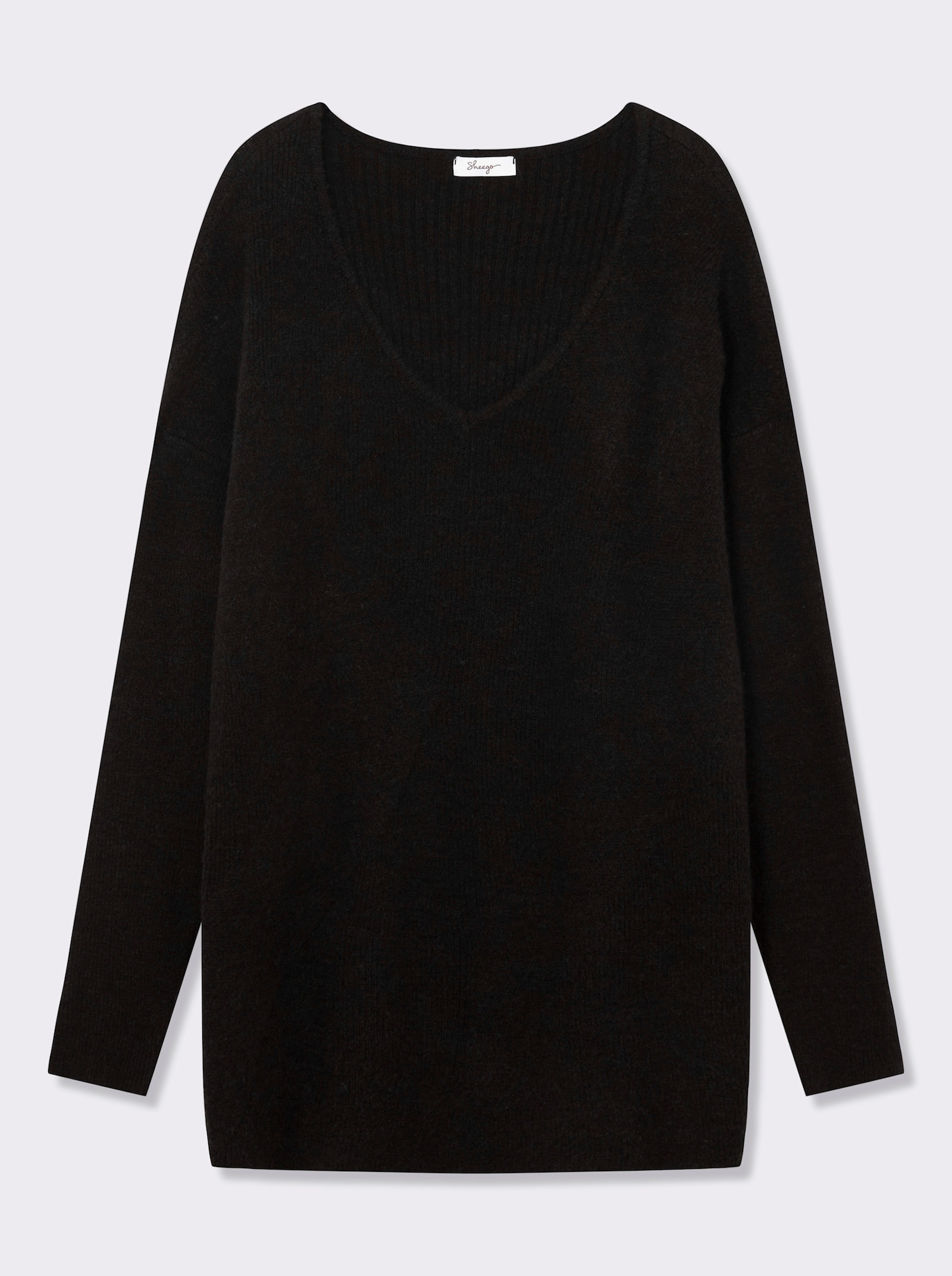 sheego Pullover in Rippstruktur - tiefblau-meliert