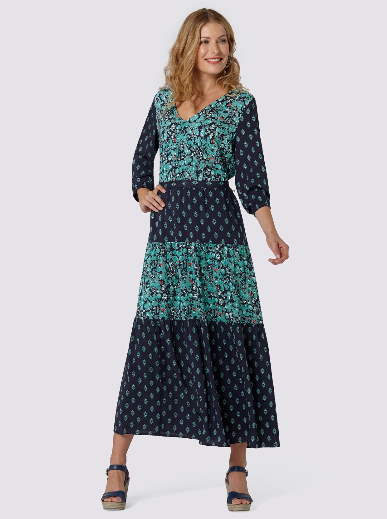 Druckkleid - marine-mint-bedruckt