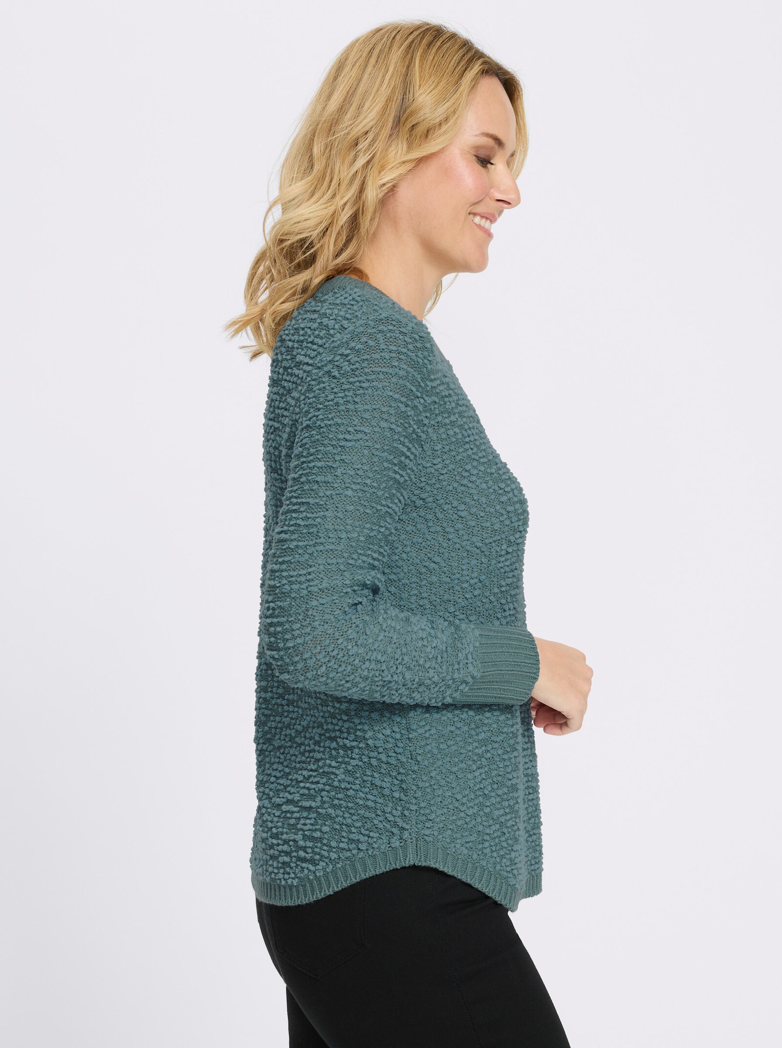 Rundhalspullover mit Effektgarn - jade