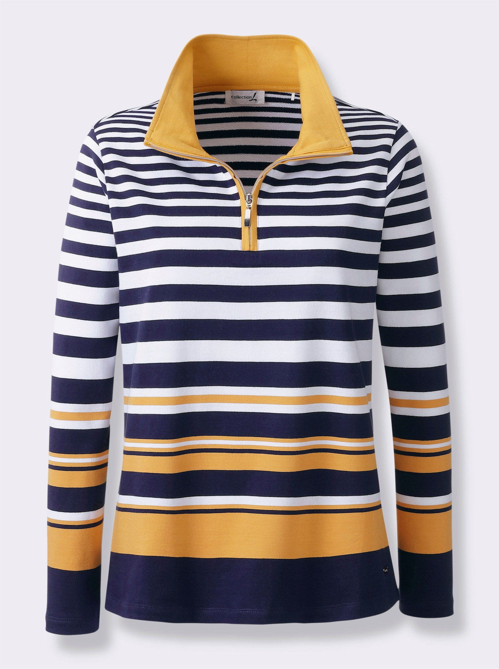 Sweatshirt im Streifen-Dessin - marine-ocker-gestreift