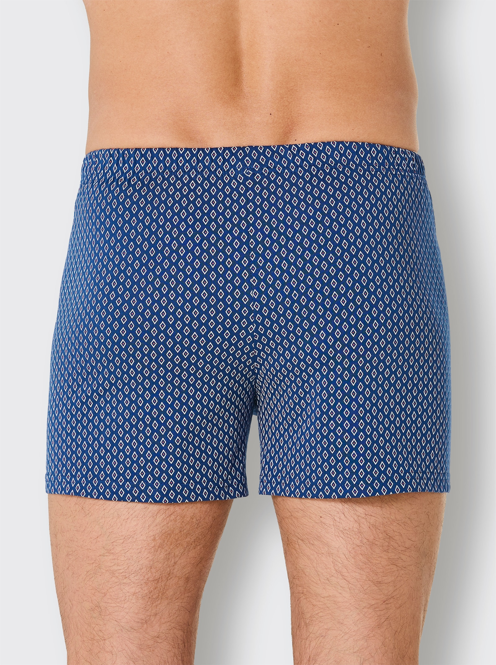 Boxershorts - marine + jeansblau-weiss-bedruckt