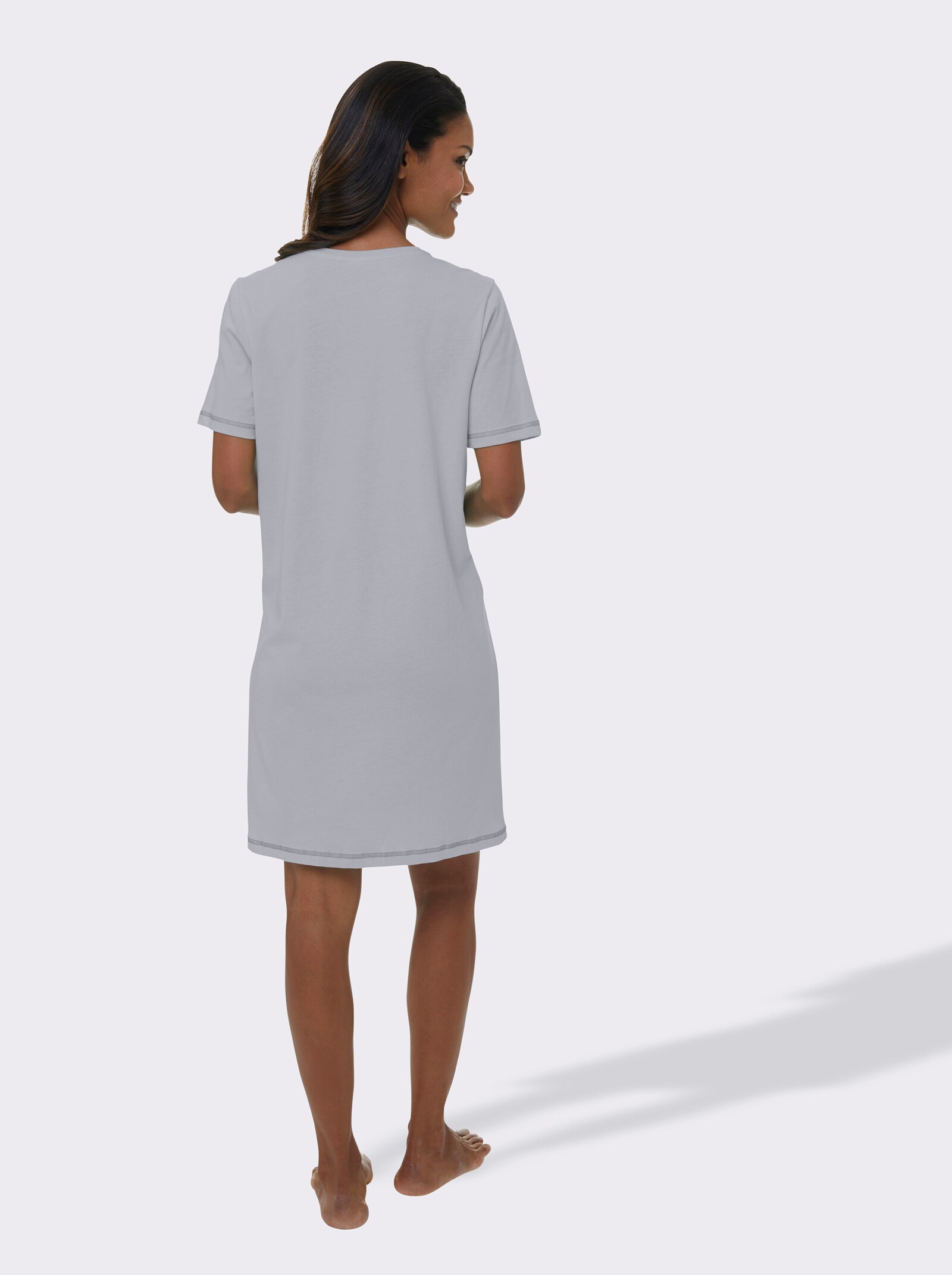 wäschepur Kortärmade nattlinnen - grå + grå, randig