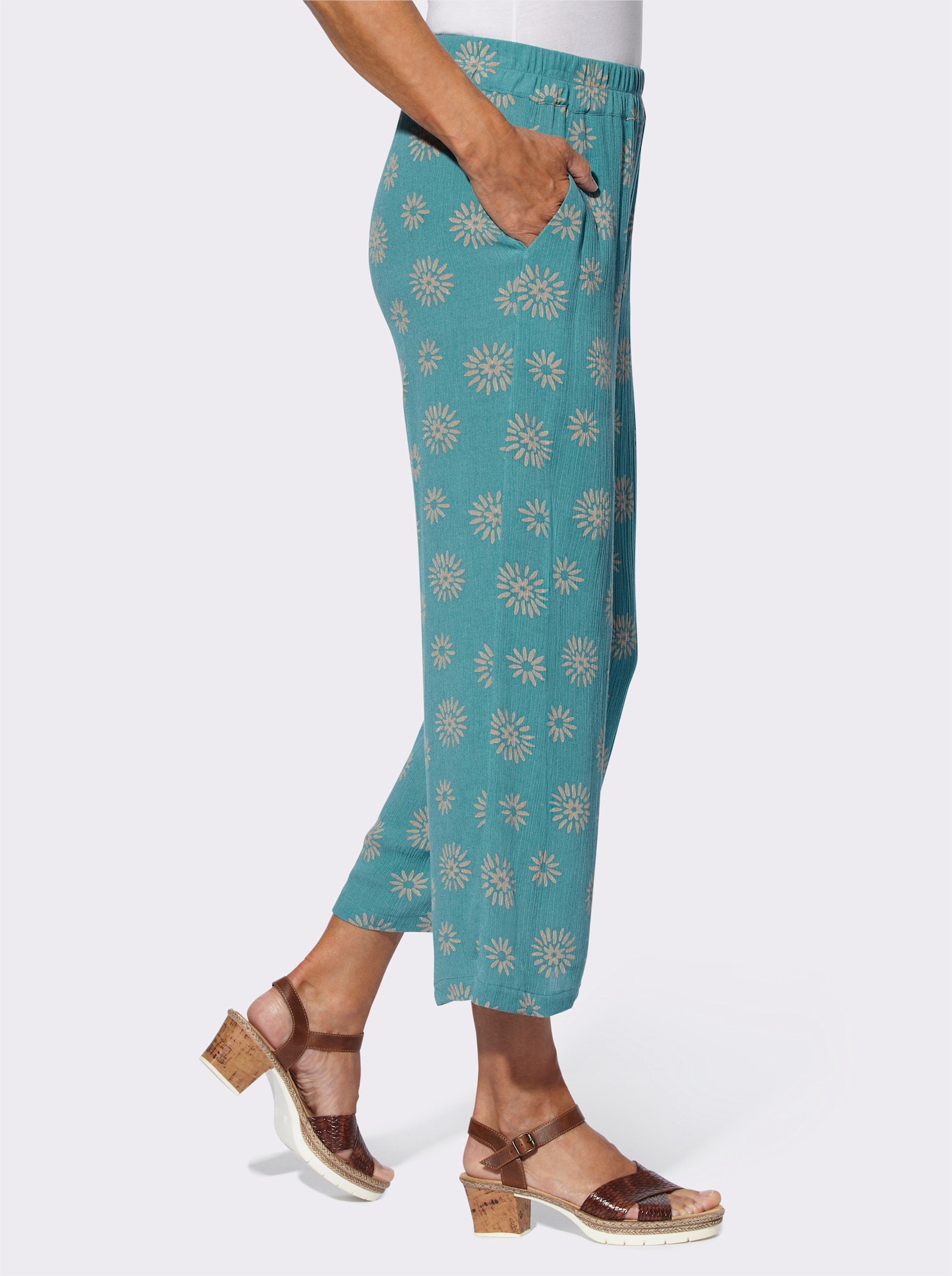 Druckhose mit Dehnbund, rundum - ozean-sesam-bedruckt