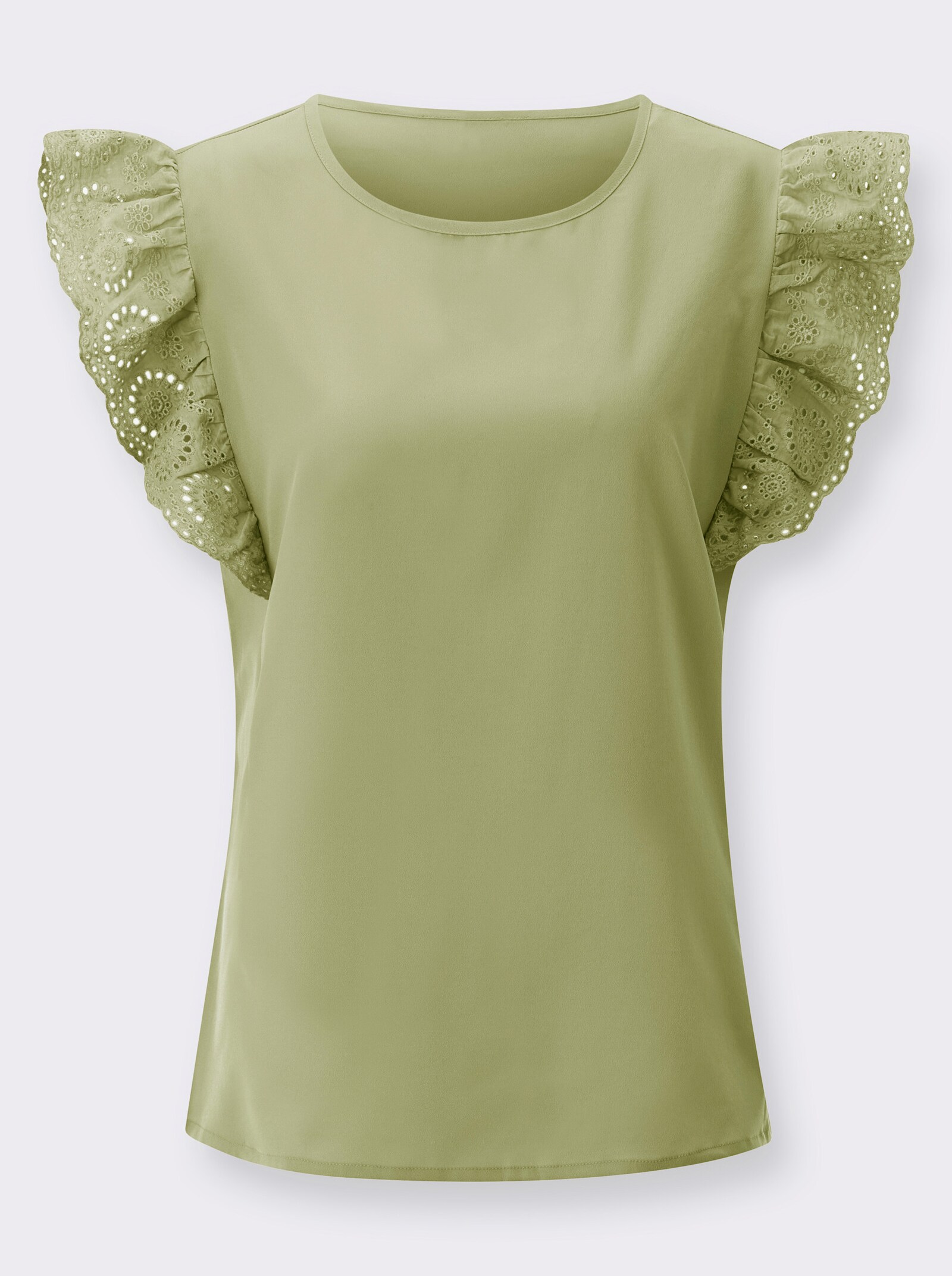 Blusentop mit Flügelärmeln aus Spitze - schilf