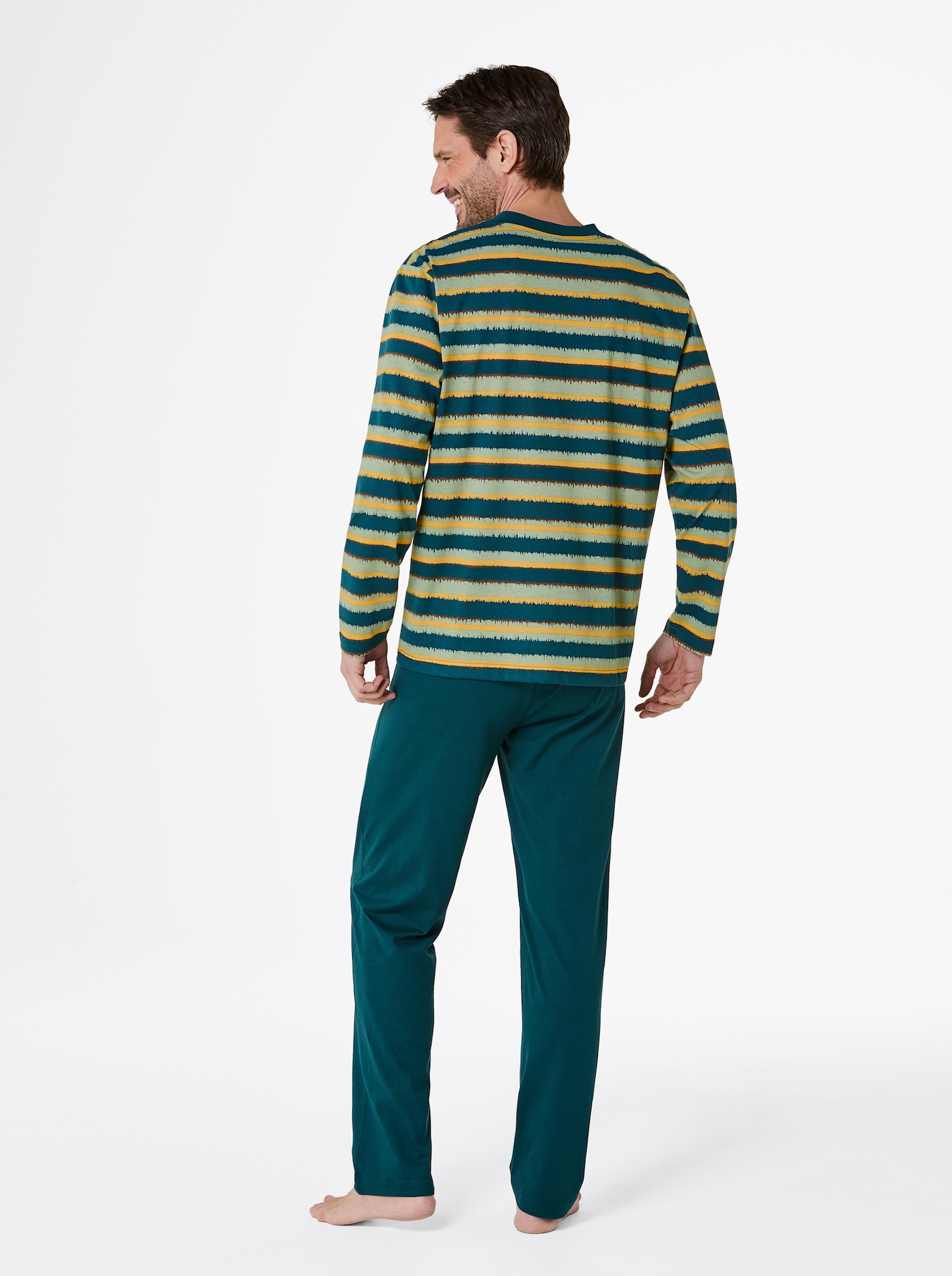 wäschepur men Schlafanzug - petrol-eucalyptus-bedruckt