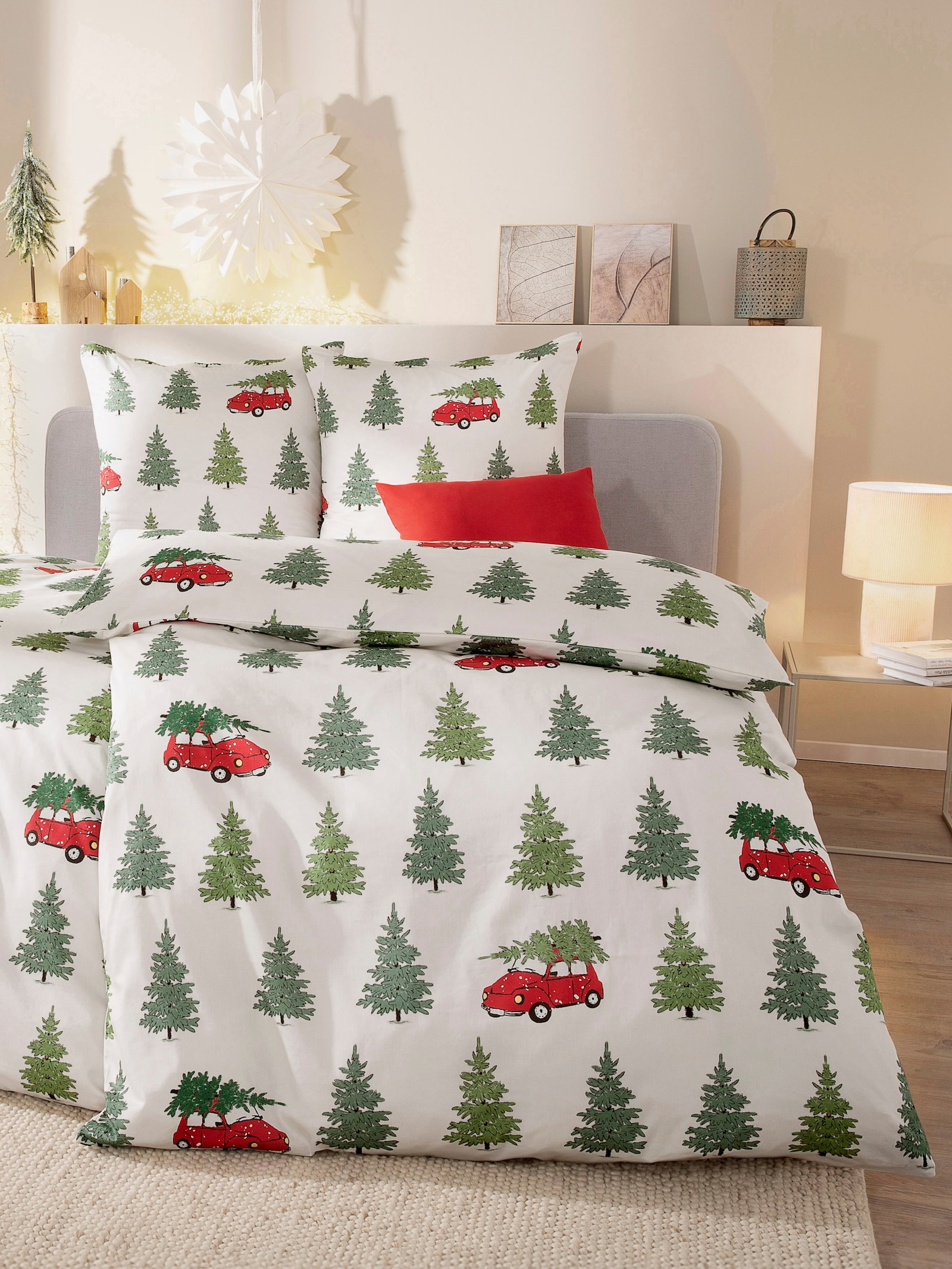 Dormisette Bedtextiel - wit/mos bedrukt