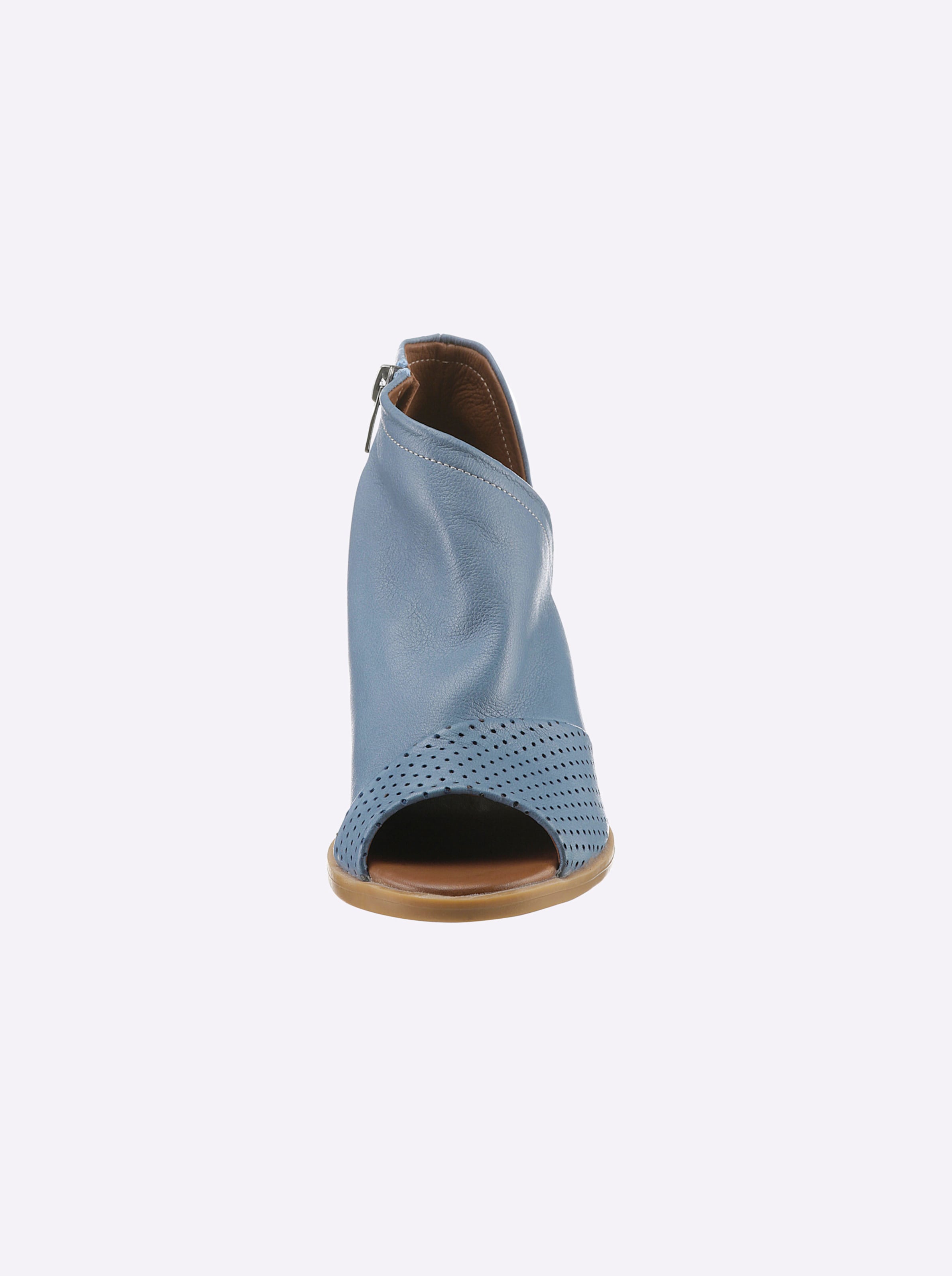 hochwertigem günstig Kaufen-Sandalette in jeansblau von Andrea Conti. Sandalette in jeansblau von Andrea Conti <![CDATA[Sandalette Bequem und extravagant in Stiefeletten-Form. Aus hochwertigem Rind-Nappaleder. Futter und Innensohle Leder. Schafthöhe ca. 9 cm. Mit Reißverschluss. B