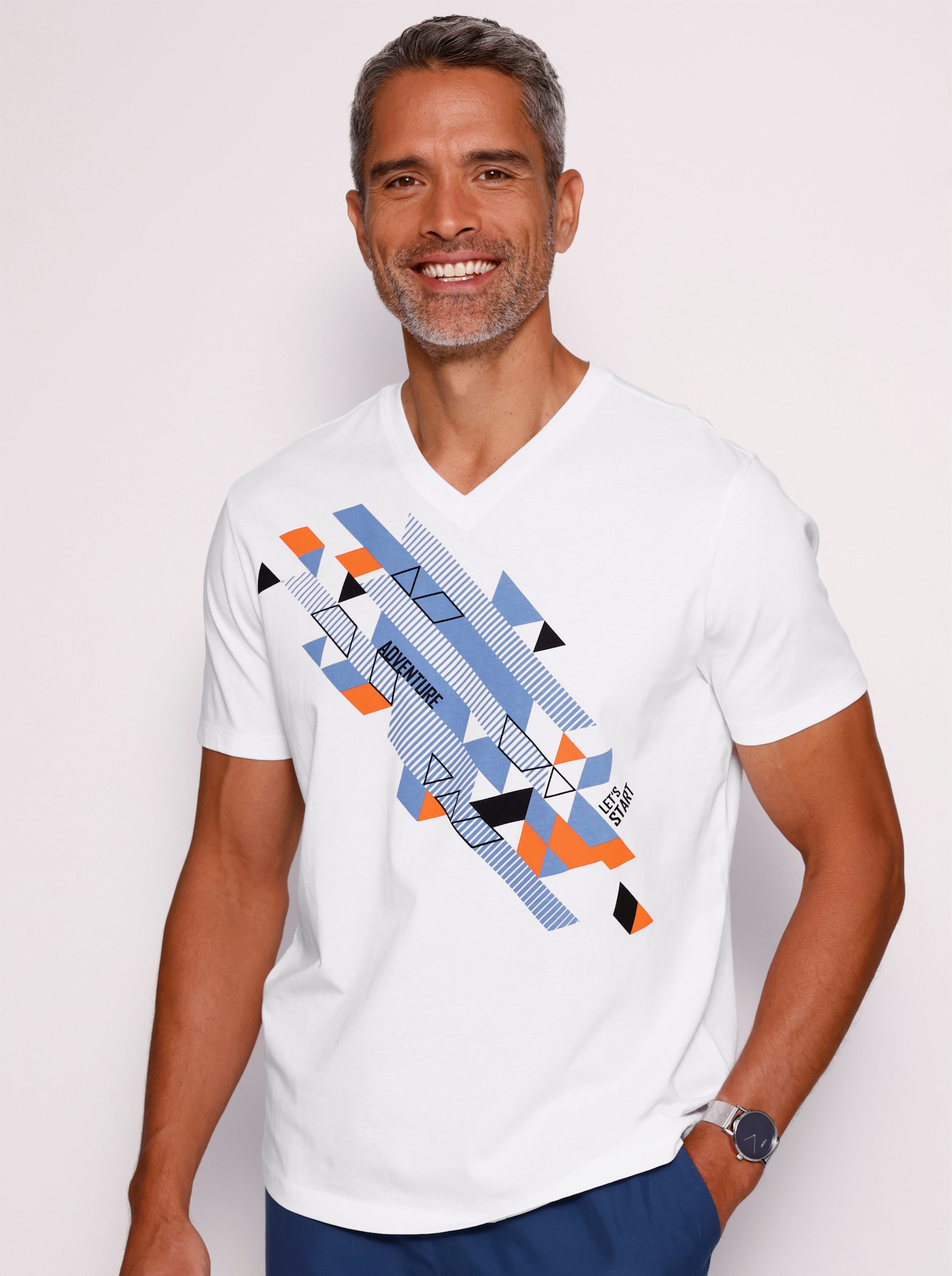 Kortärmad topp med tryck - vit