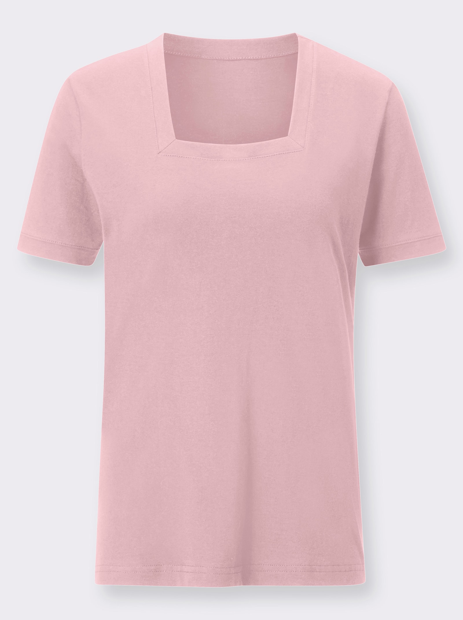 Kurzarmshirt mit Karree-Ausschnitt - rosé