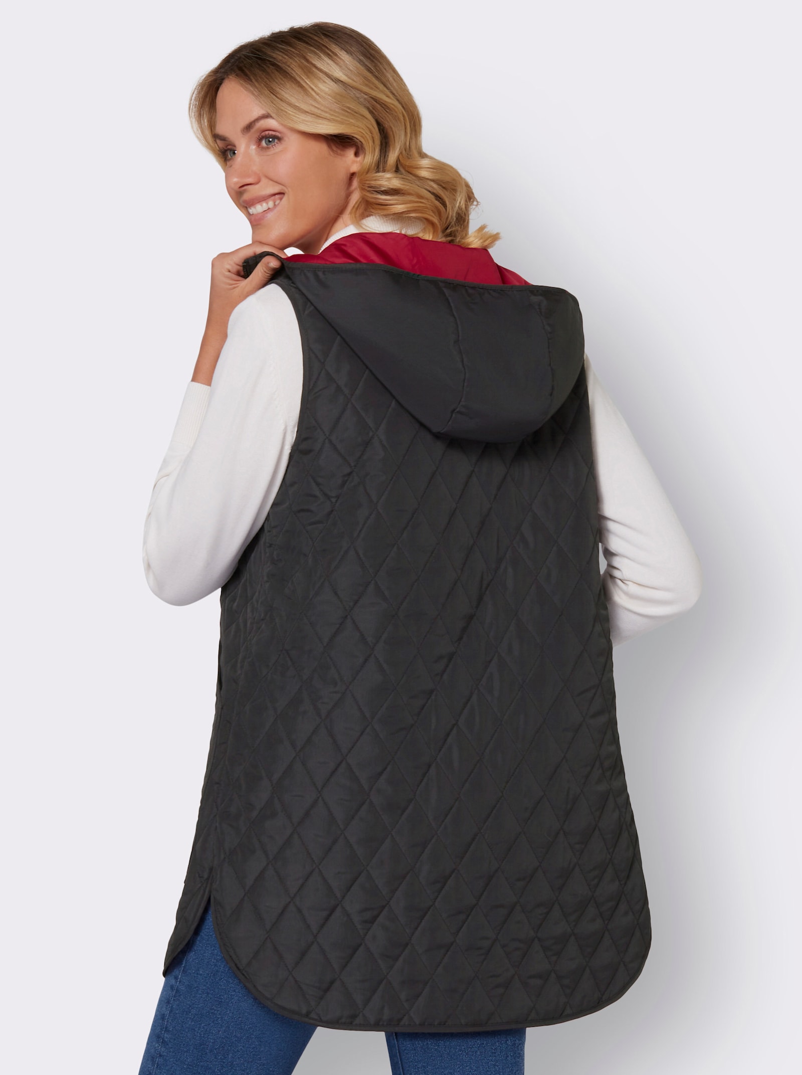 Omkeerbaar bodywarmer - rood/zwart