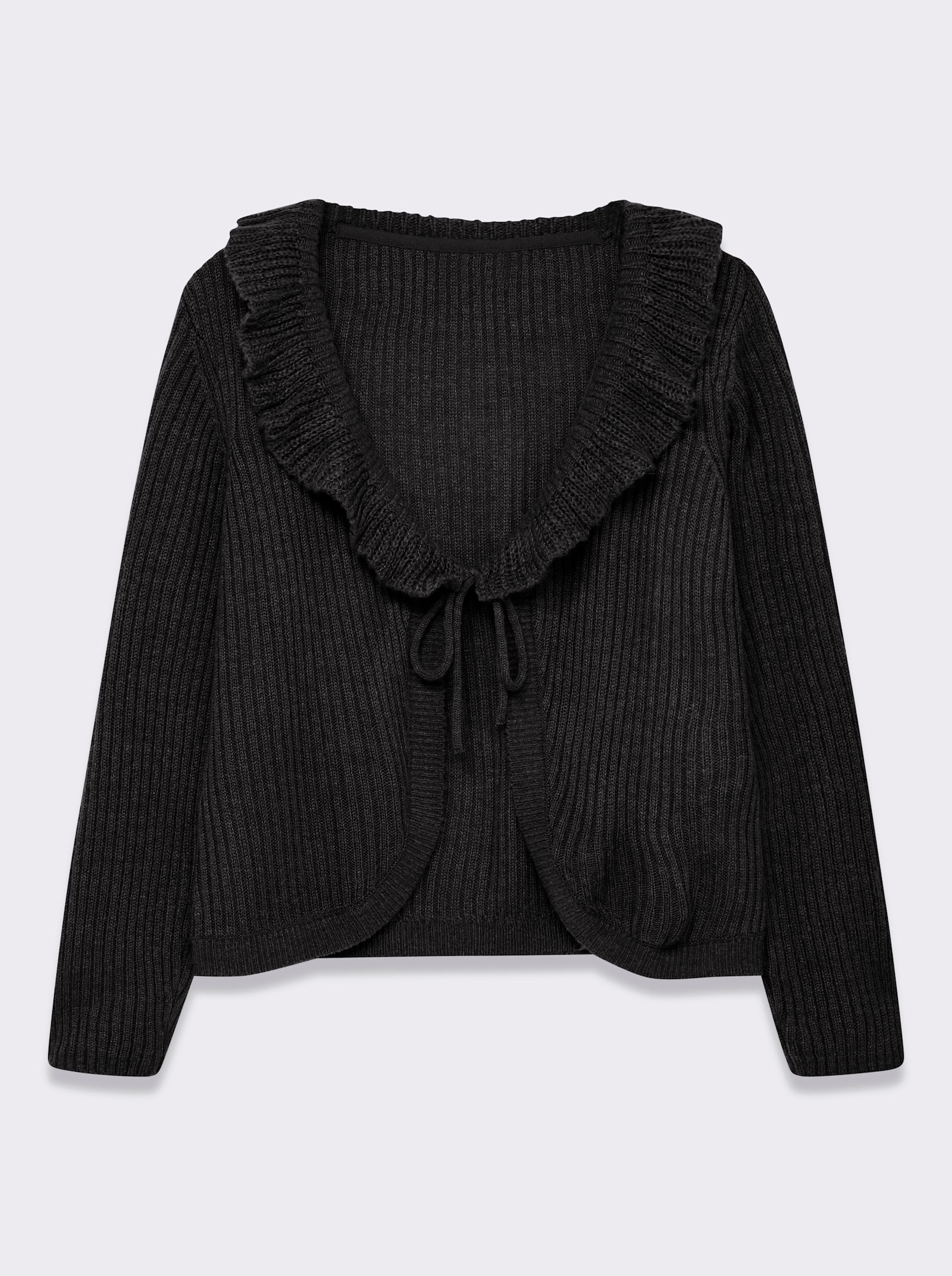 sheego by Joe Browns Strickjacke mit Kragen in Volantform - schwarz