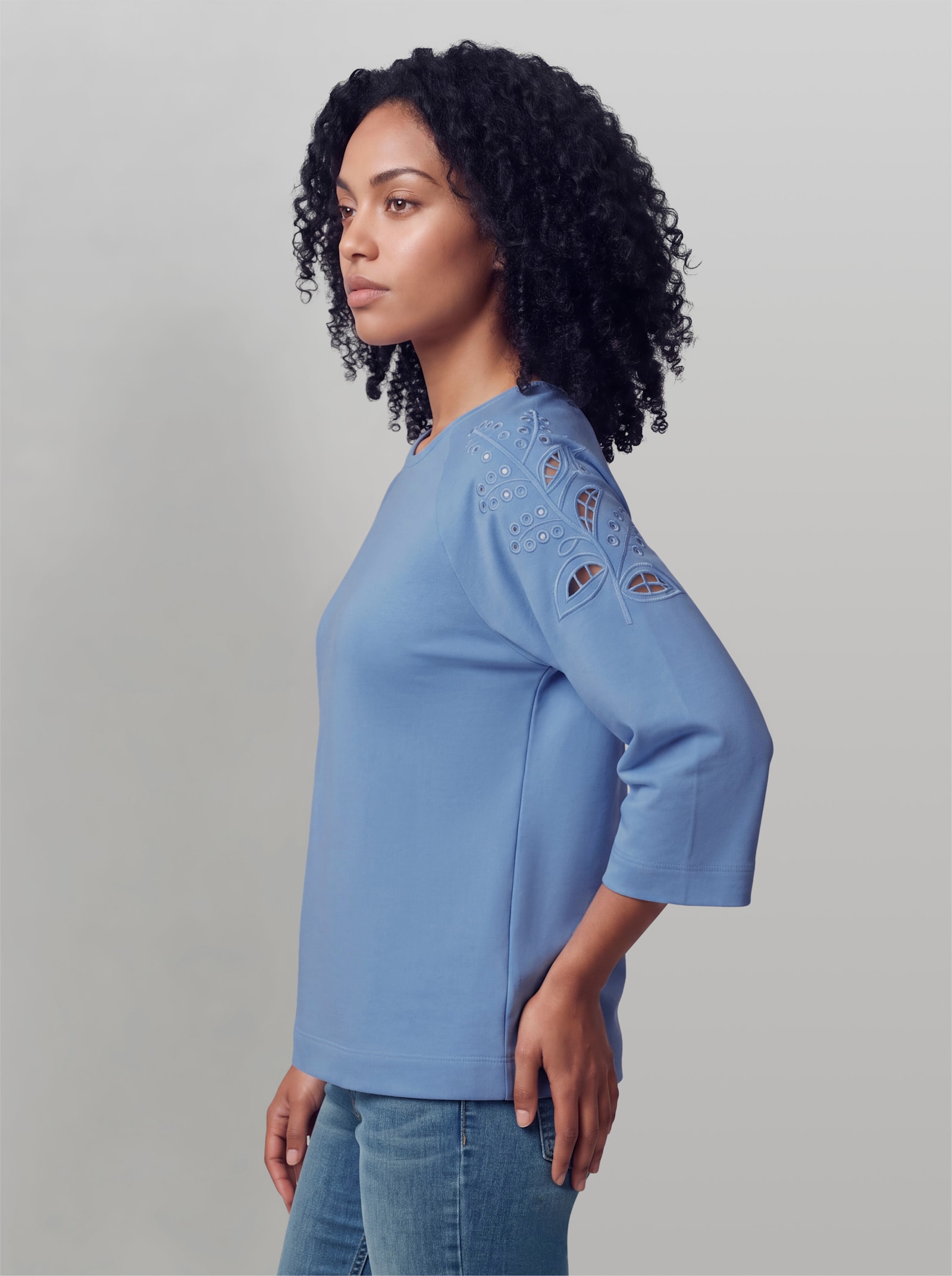 heine Sweatshirt mit 3/4-Arm - himmelblau