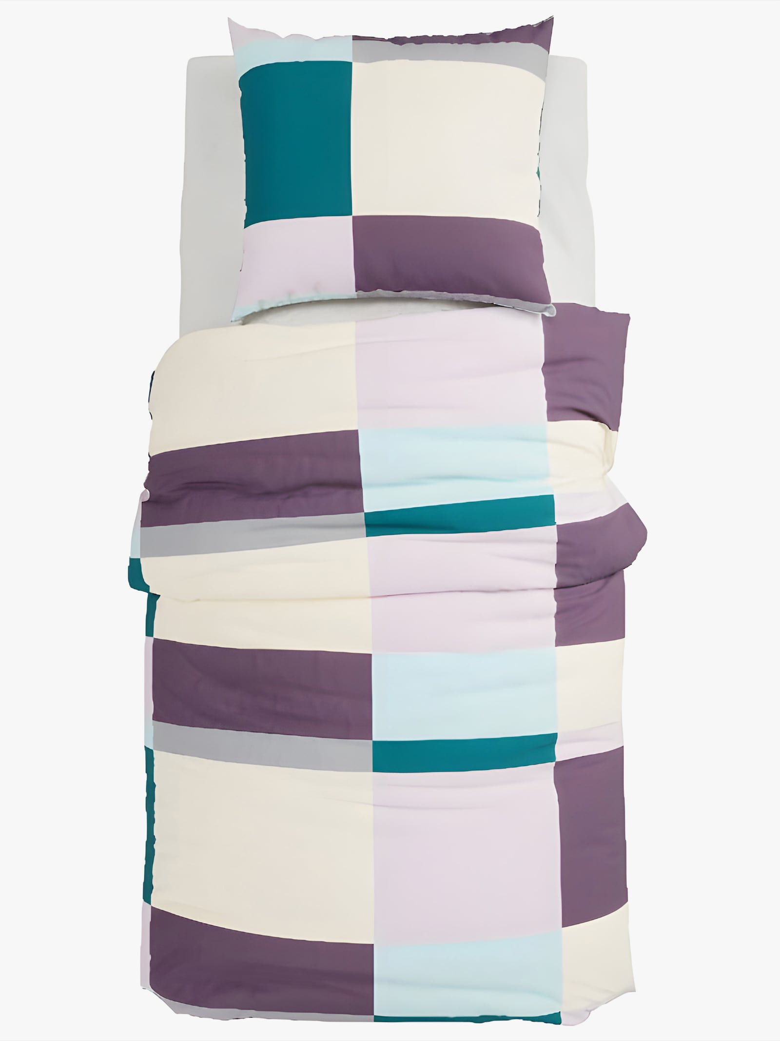 Grund Wendebettwäsche - lila-petrol-bedruckt